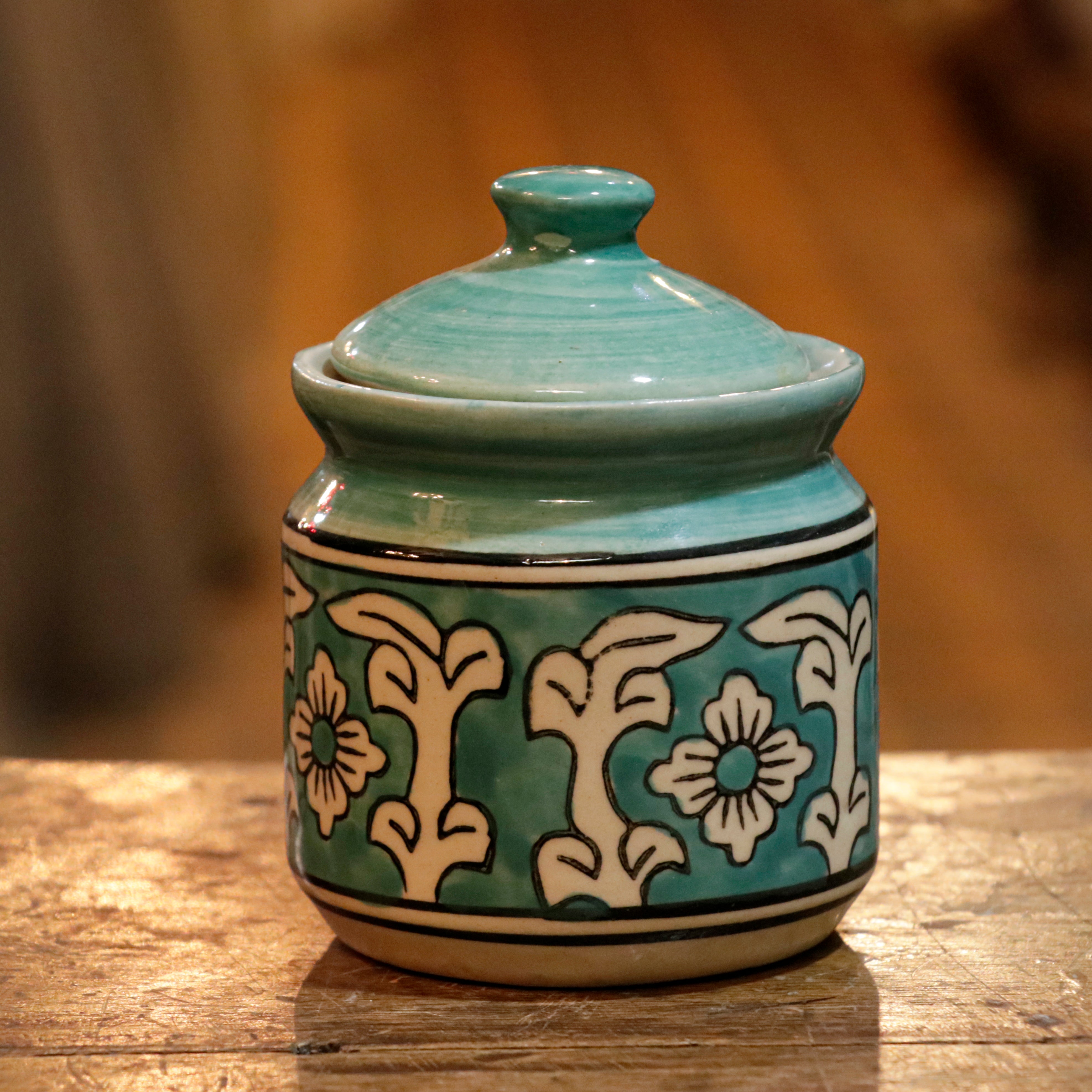 Irish Montage Flower Hand-Painted Ceramic Pickle Storage Jar - Medium Ceramic jar