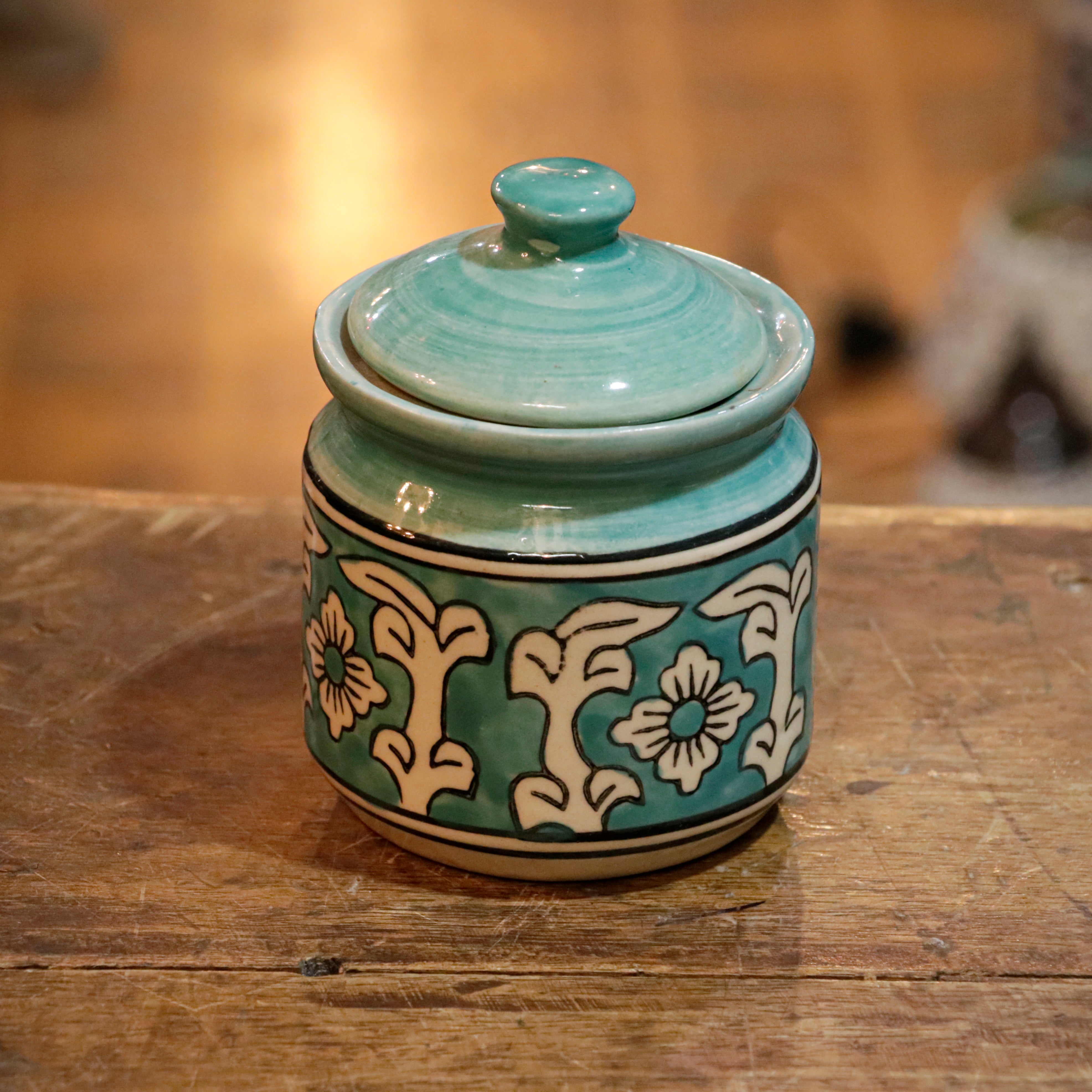 Irish Montage Flower Hand-Painted Ceramic Pickle Storage Jar - Medium Ceramic jar