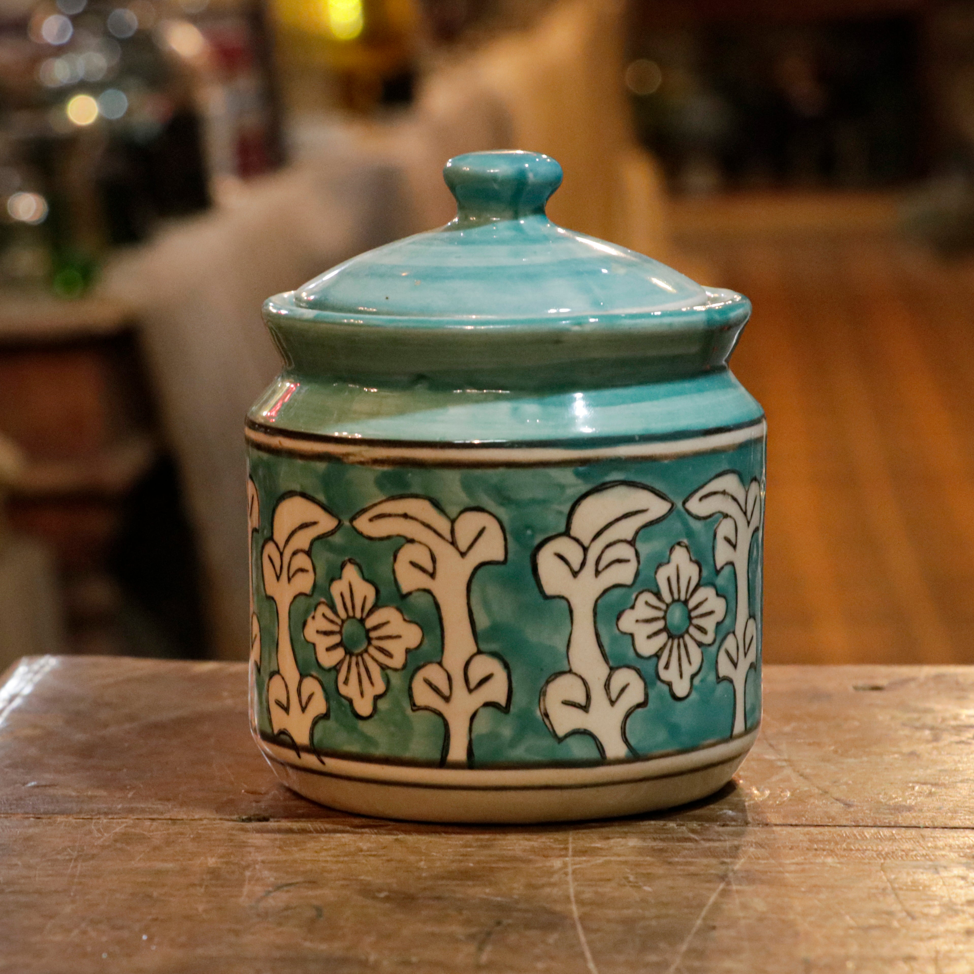 Irish Montage Flower Hand-Painted Ceramic Pickle Storage Jar - Large Ceramic jar