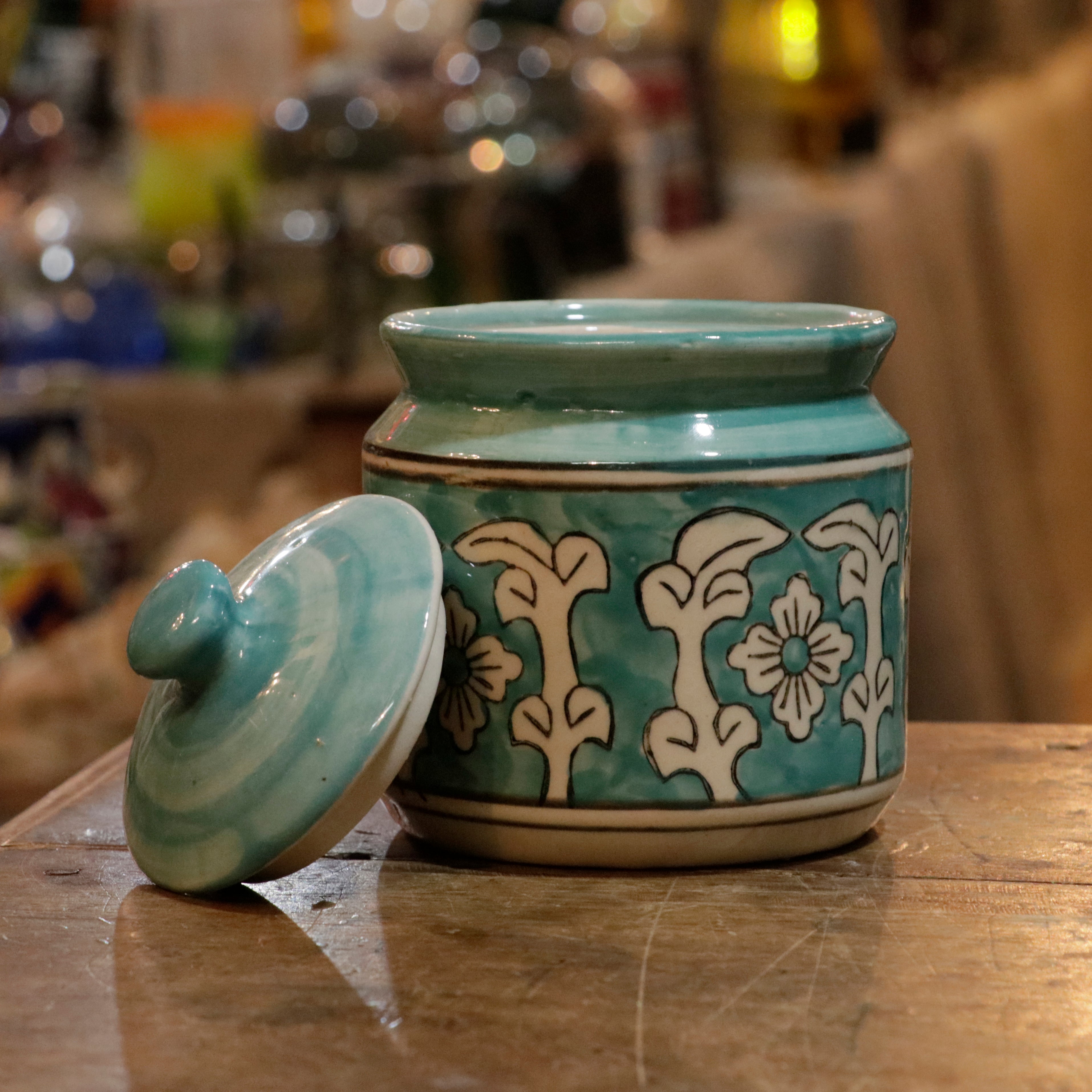 Irish Montage Flower Hand-Painted Ceramic Pickle Storage Jar - Large