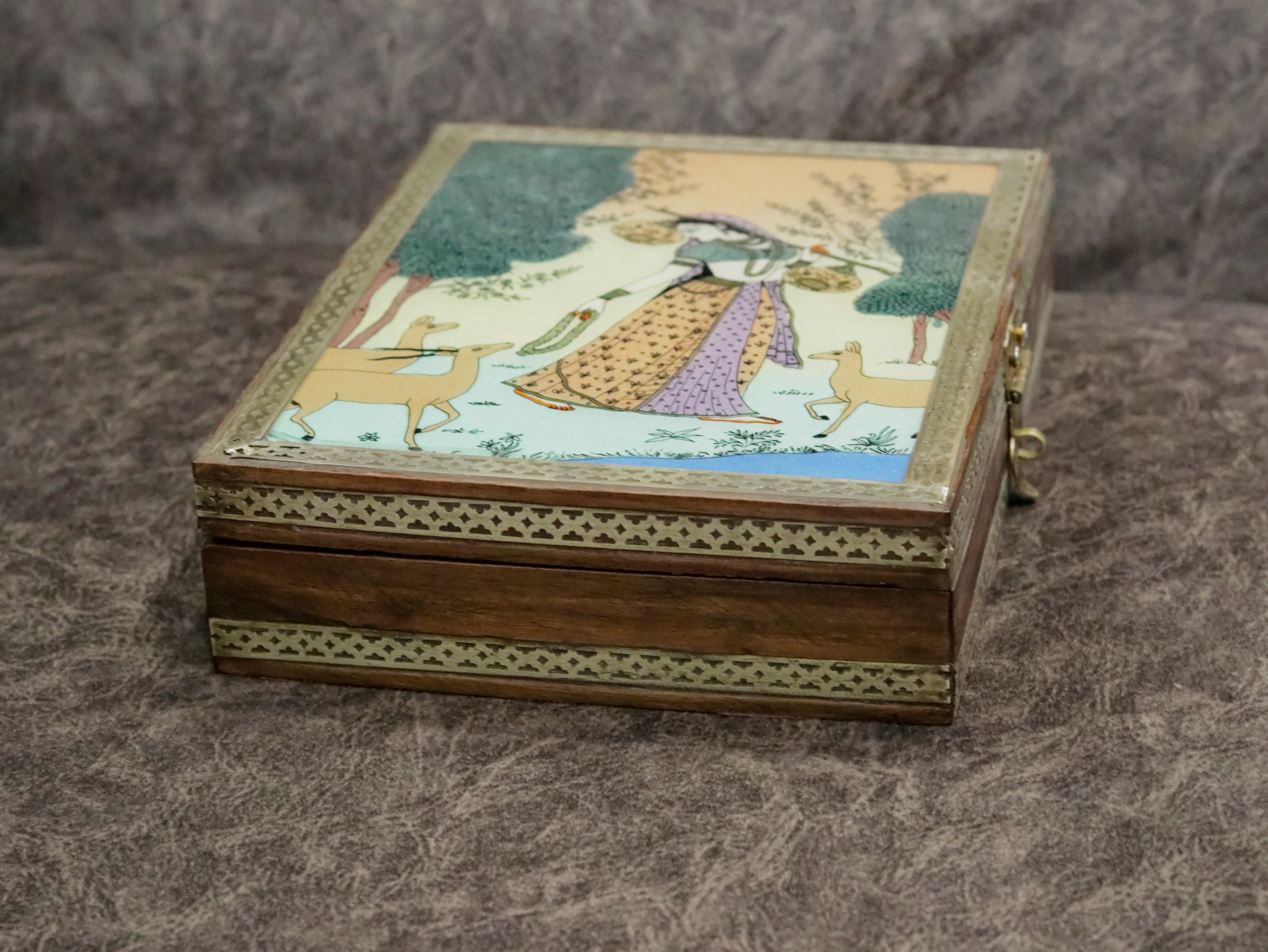 Wooden Handmade Glass painted Jewellery Box Wooden Box