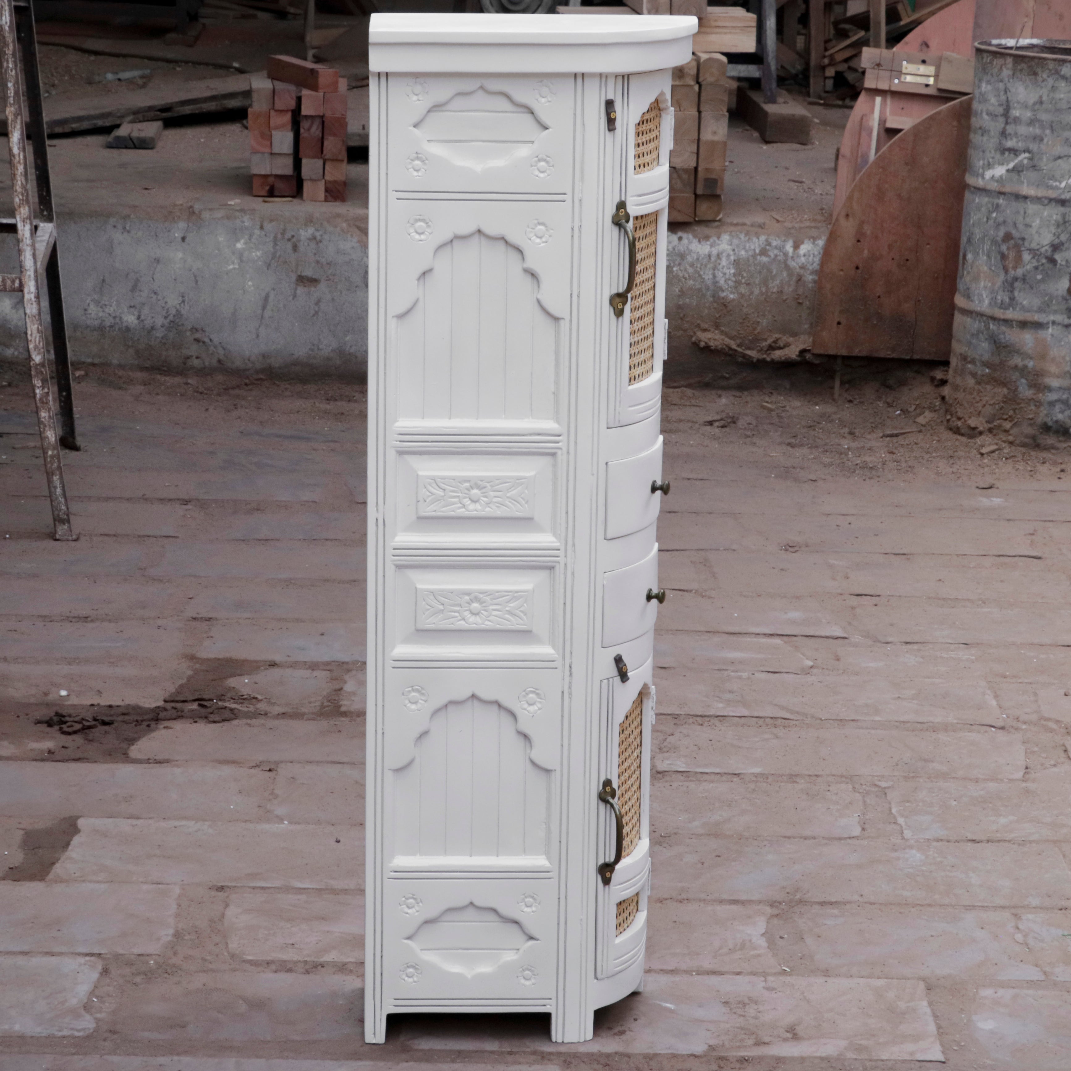 Orianted White Shine Finished Wooden Handmade Cabinet Wall Cabinet