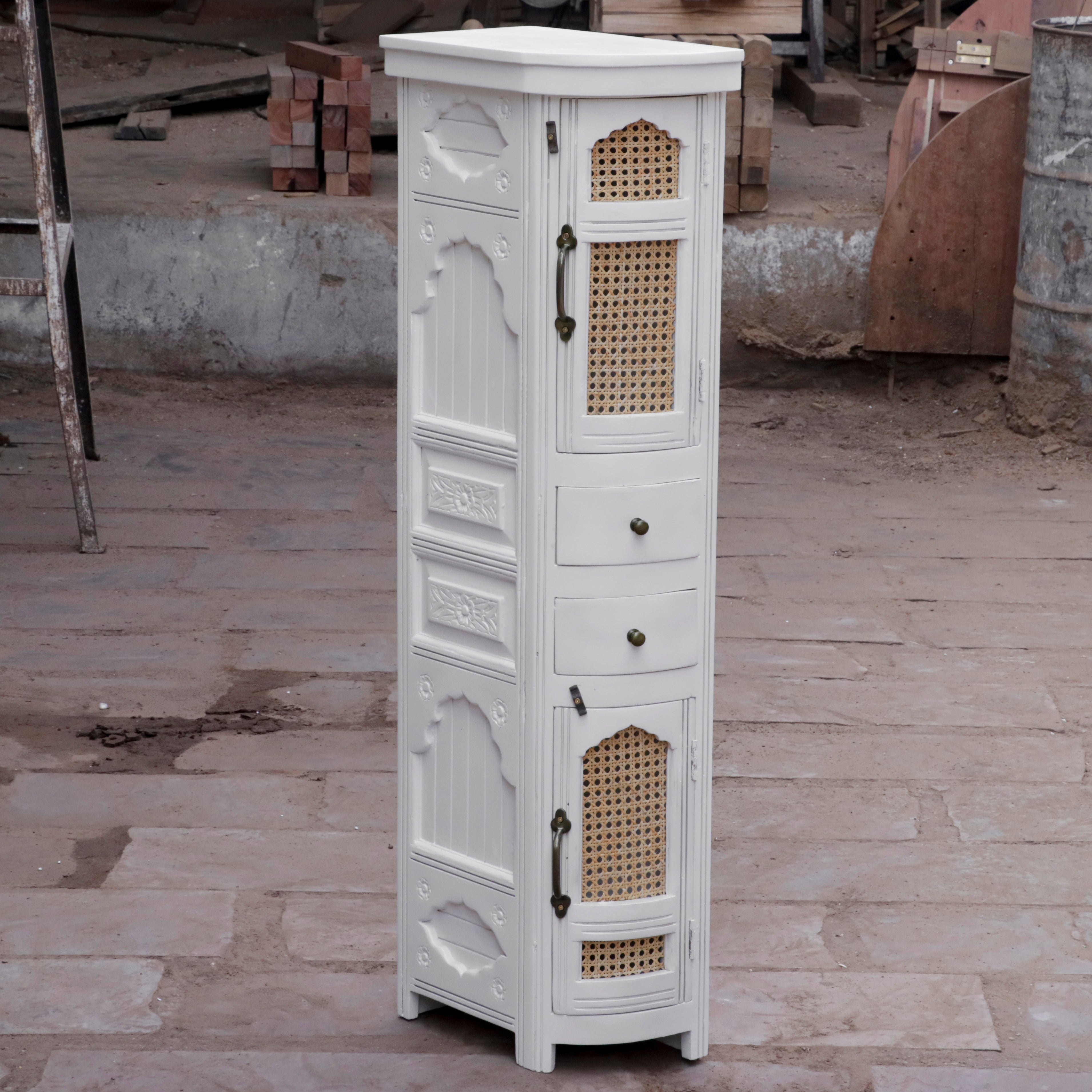 Orianted White Shine Finished Wooden Handmade Cabinet Wall Cabinet