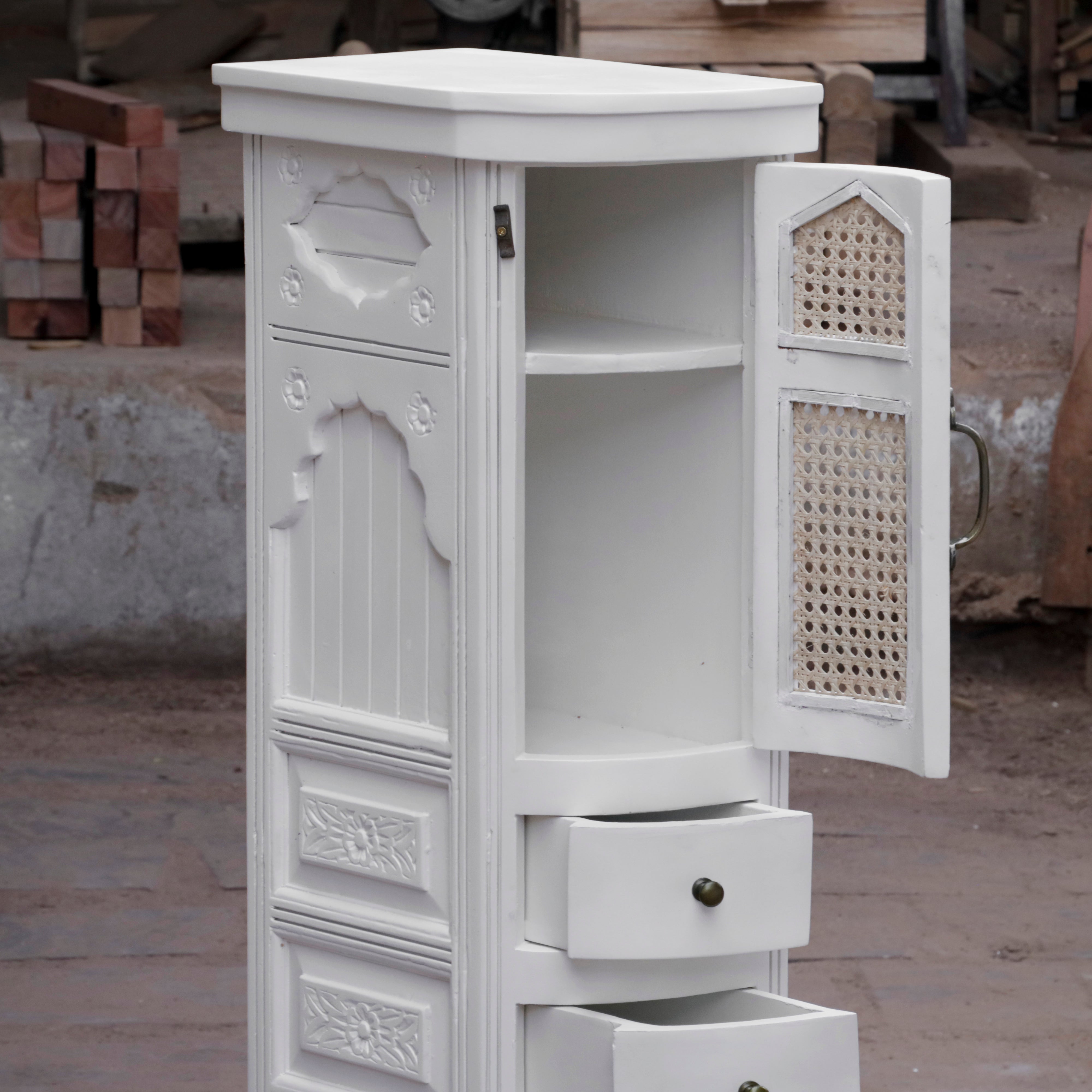 Orianted White Shine Finished Wooden Handmade Cabinet Wall Cabinet