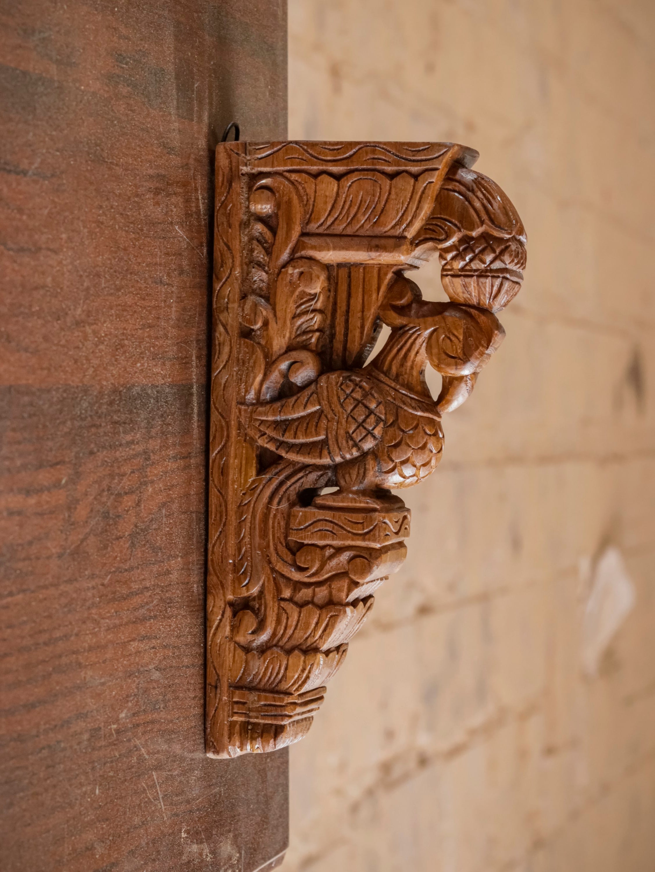 Beautifully detailed bird traditional teak wood door bracket Door Bracket