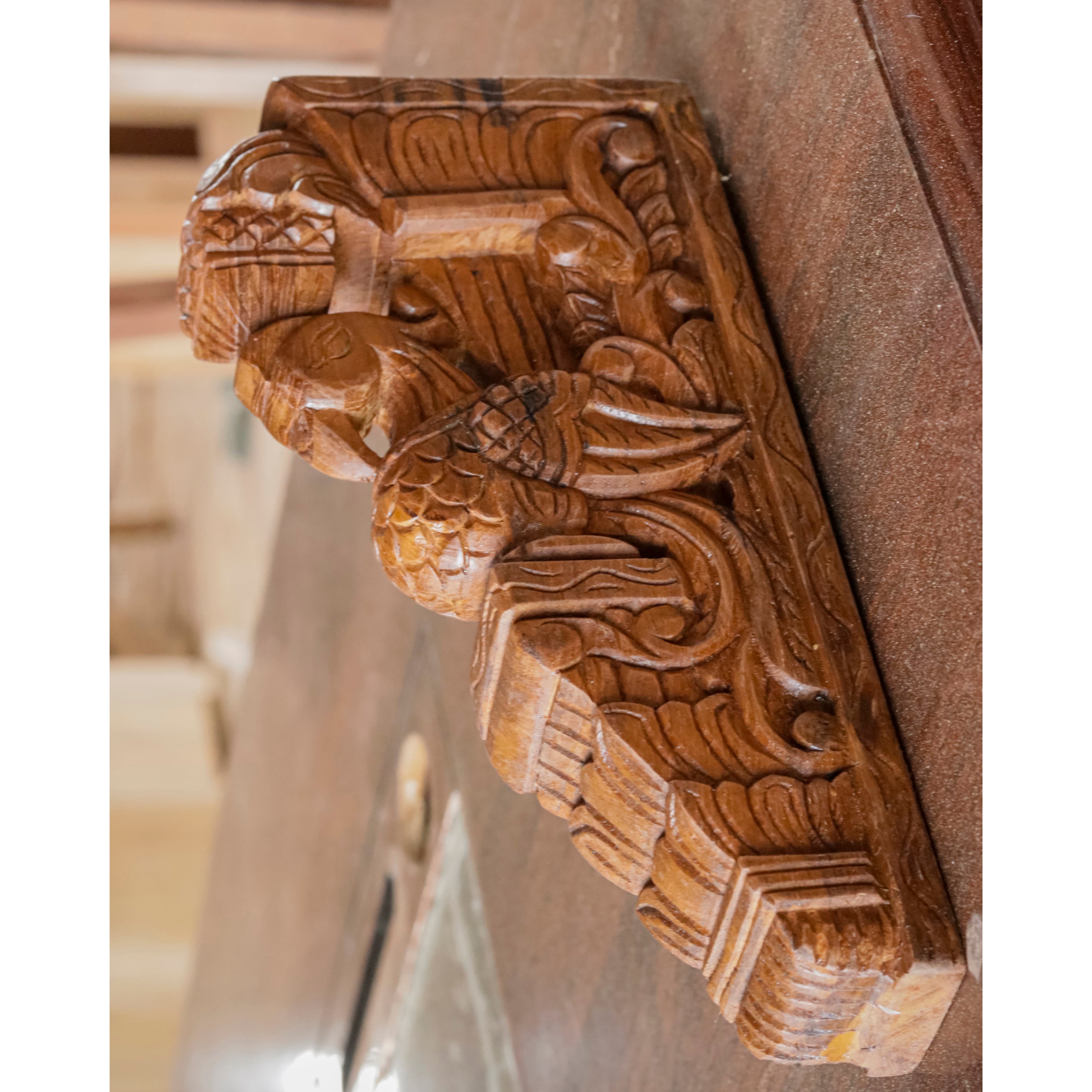 Beautifully Detailed Bird Traditional Teak Wood Door Bracket Door Bracket