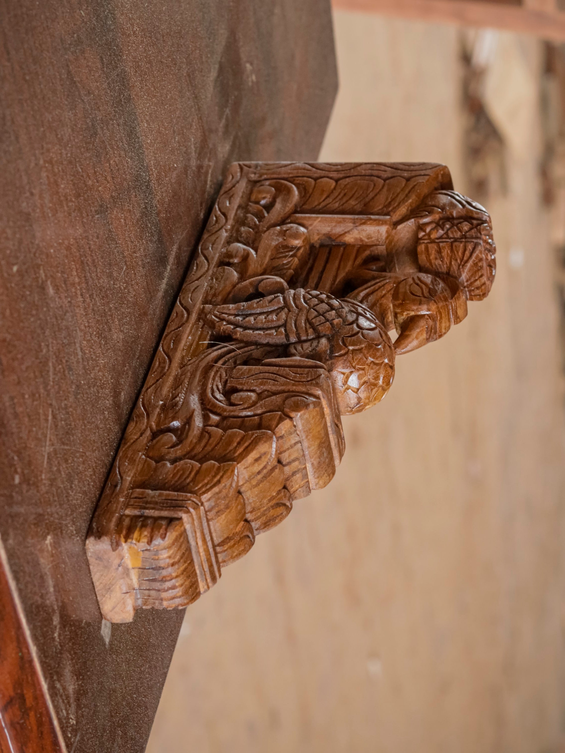 Beautifully detailed bird traditional teak wood door bracket Door Bracket