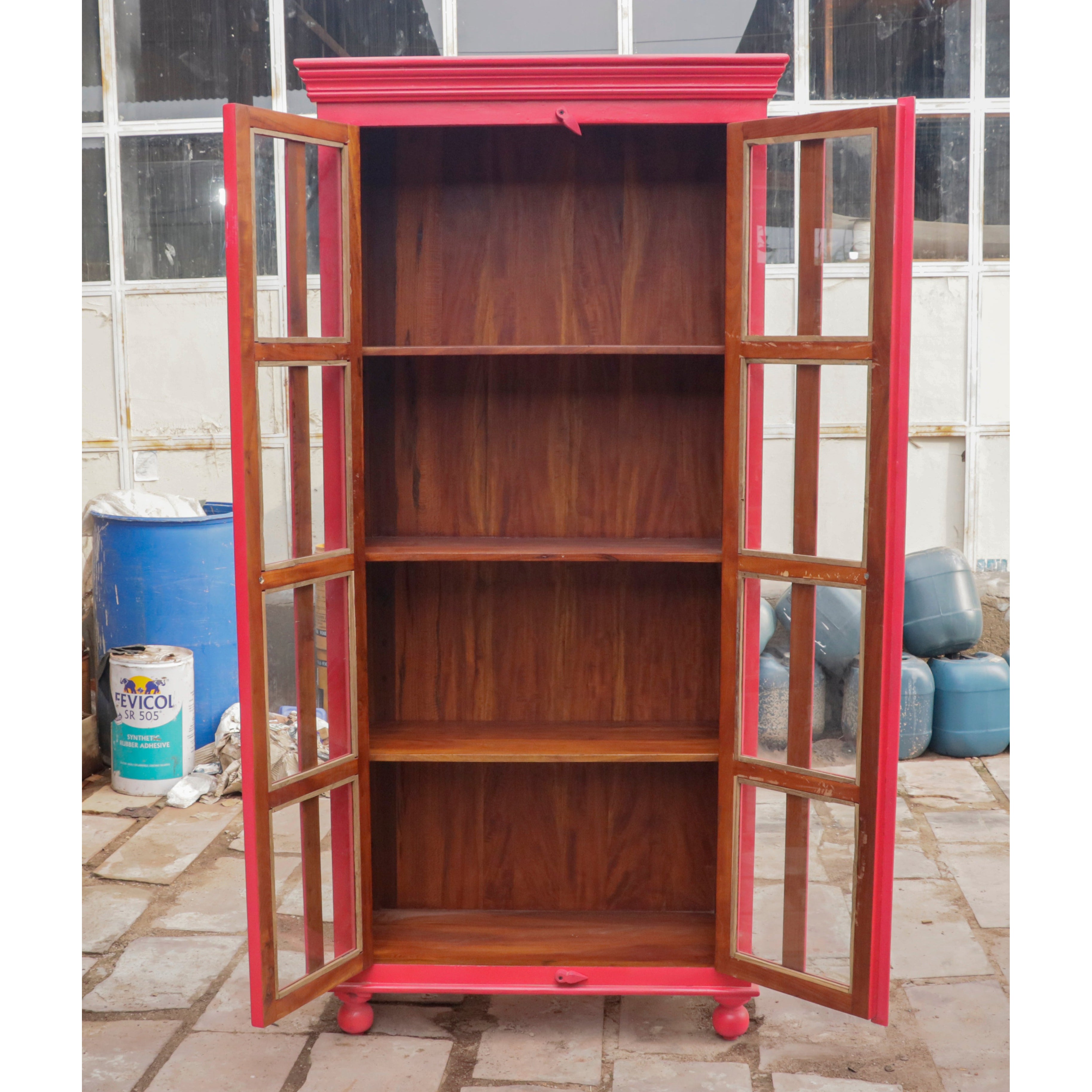 Red tone classical display case Wardrobe