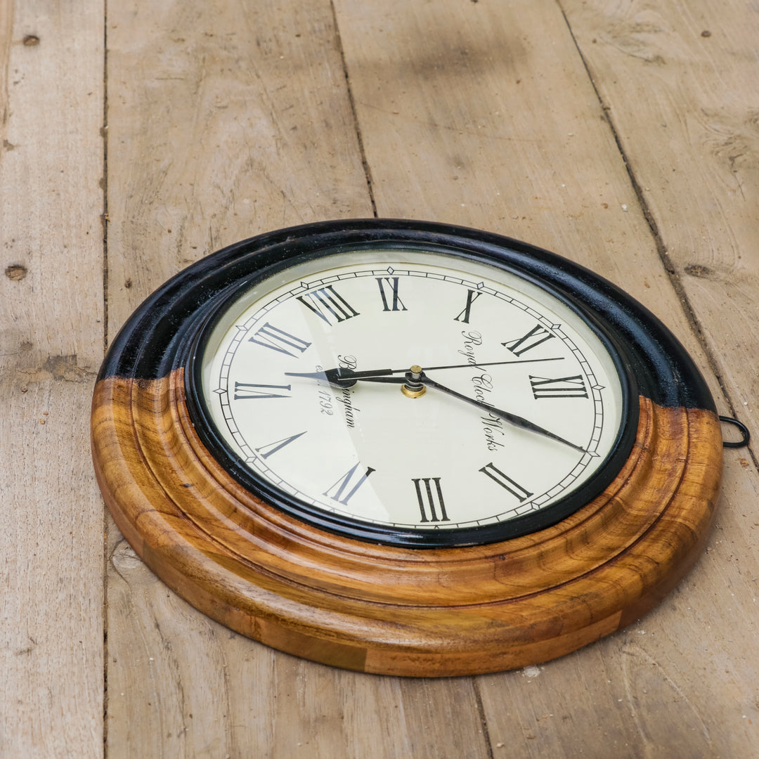 Wooden Dual Tone Polish Designer Clock Clock