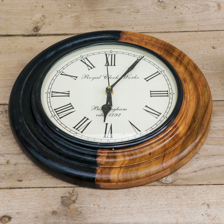 Wooden Dual Tone Polish Designer Clock Clock