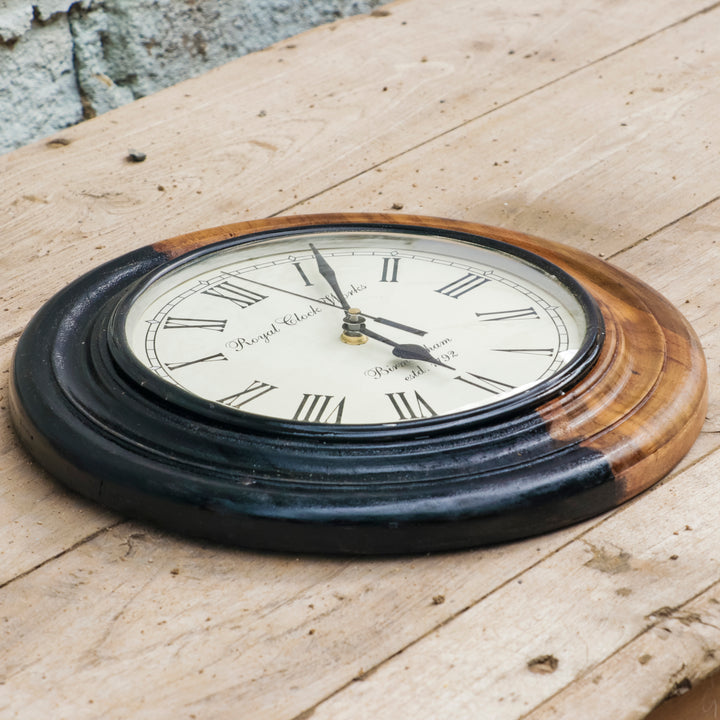 Wooden Dual Tone Polish Designer Clock Clock