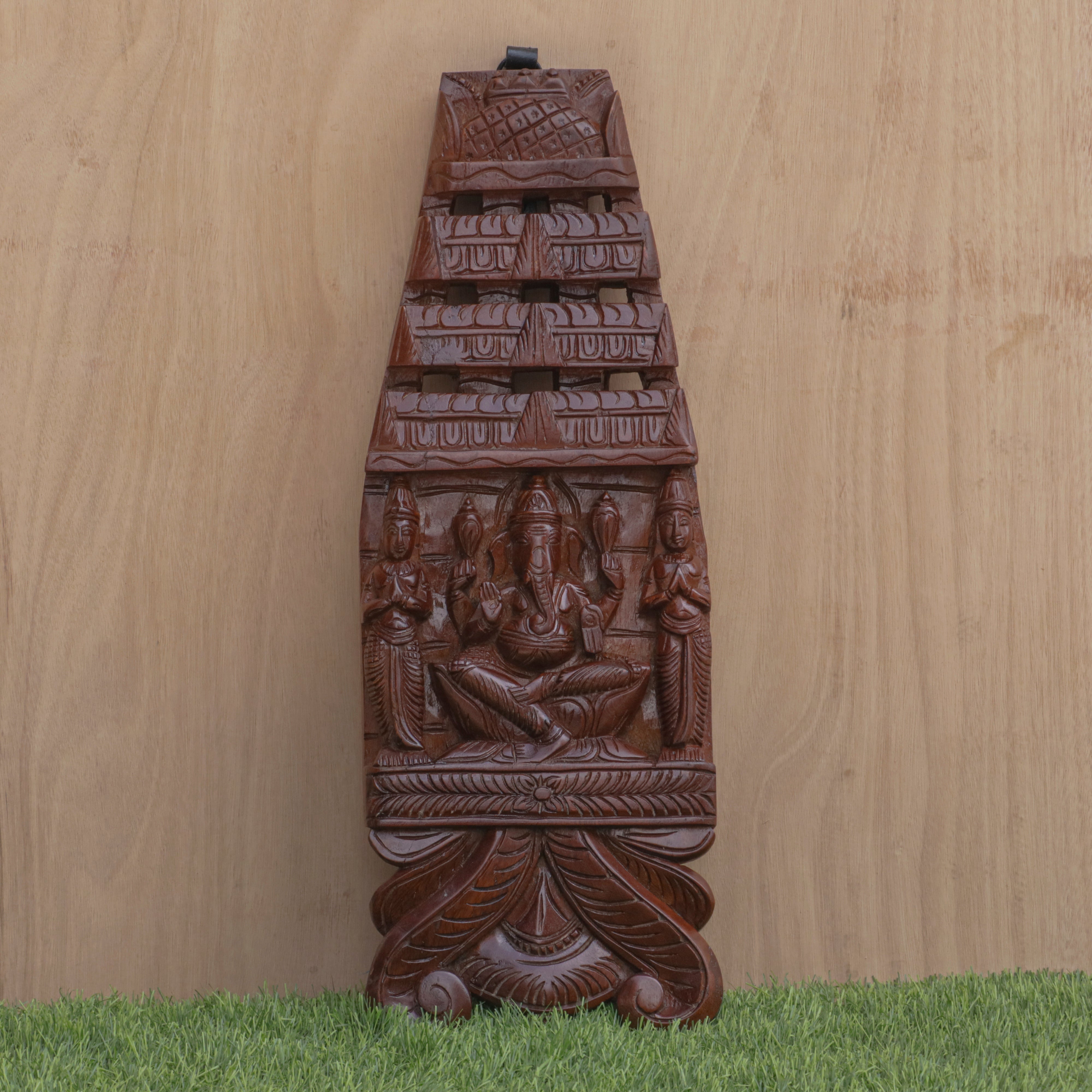 Carved Wooden Ganesh Ji Panel Traditional Décor