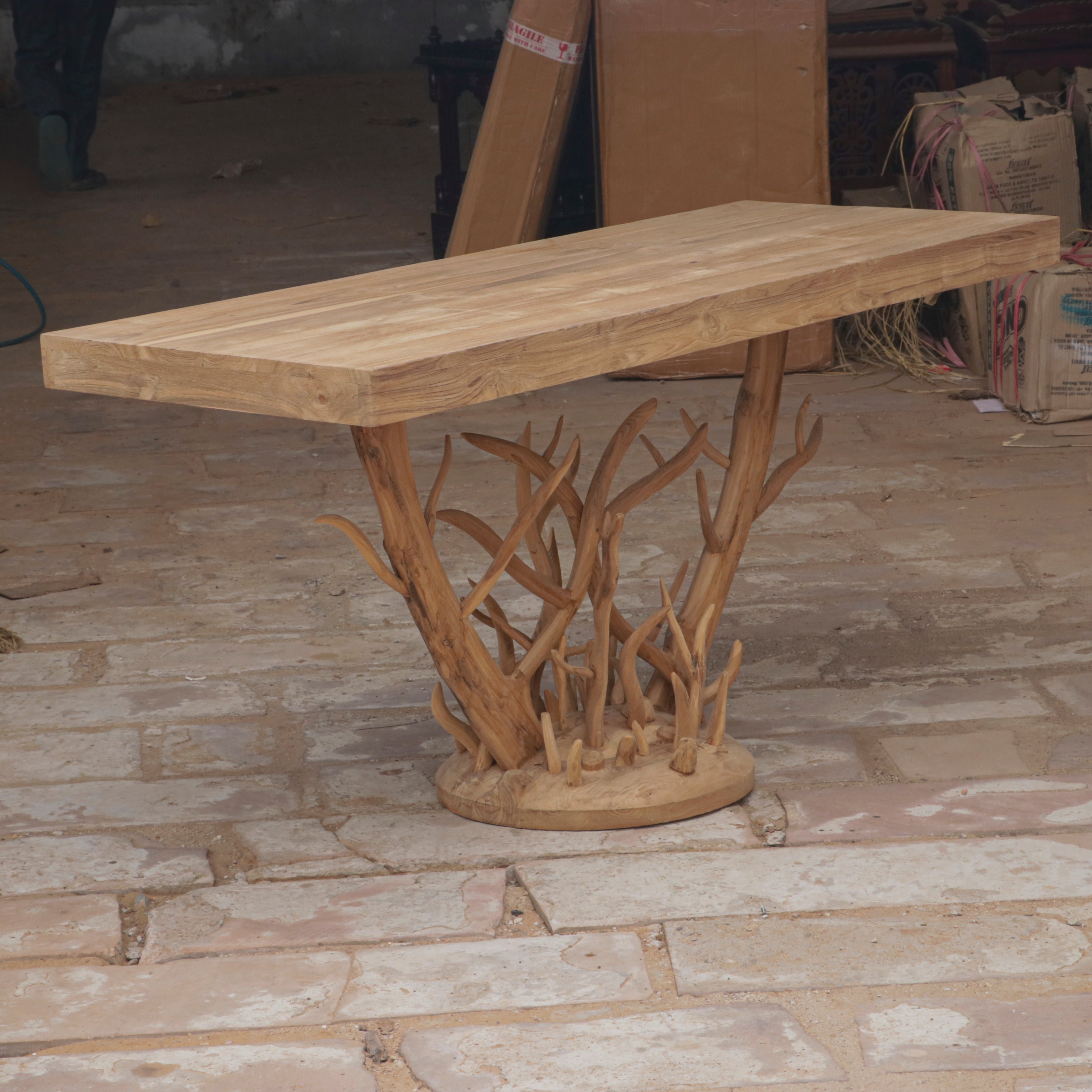 Solid Teak Rustic Root Concept Console Table Dining Table