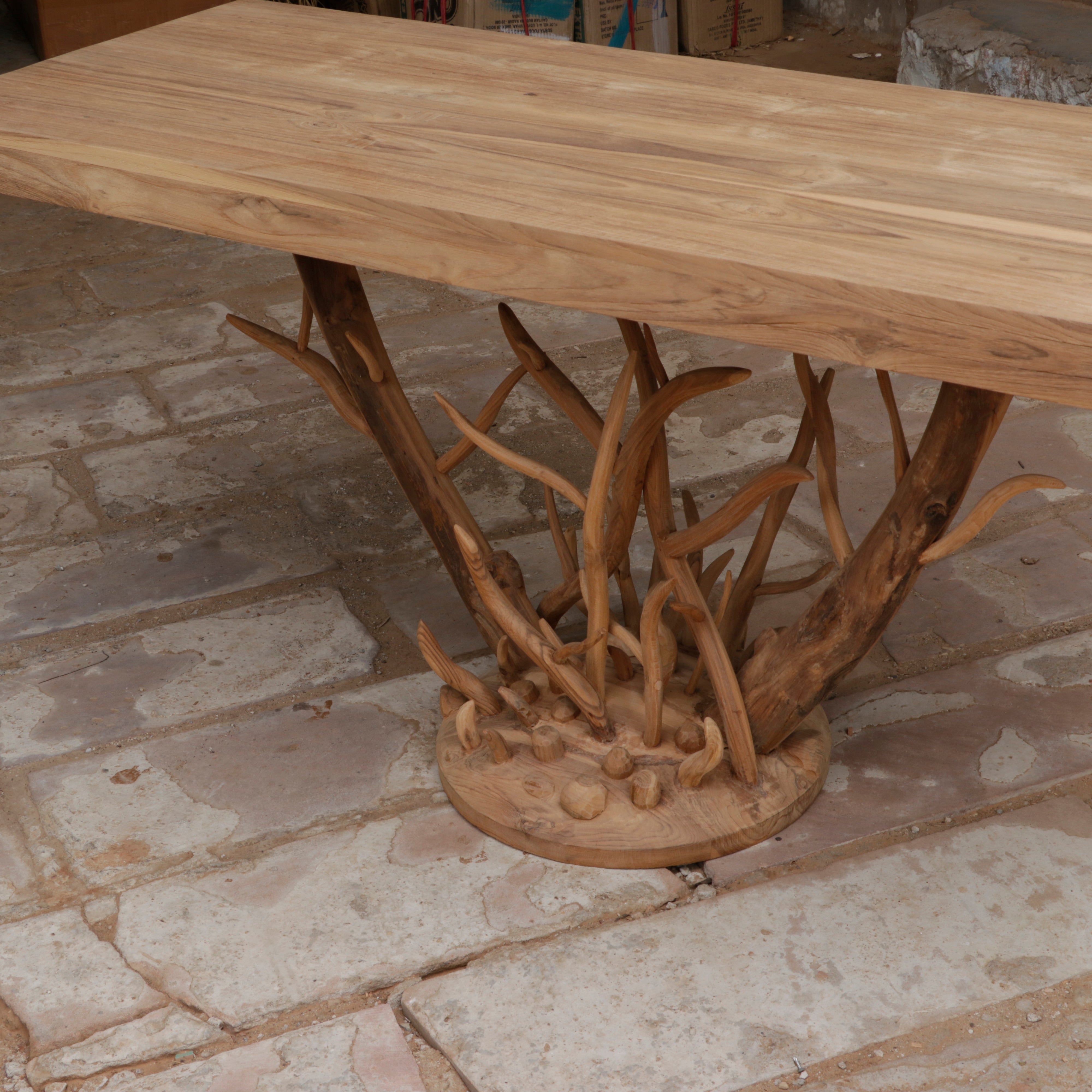 Solid Teak Rustic Root Concept Console Table Dining Table
