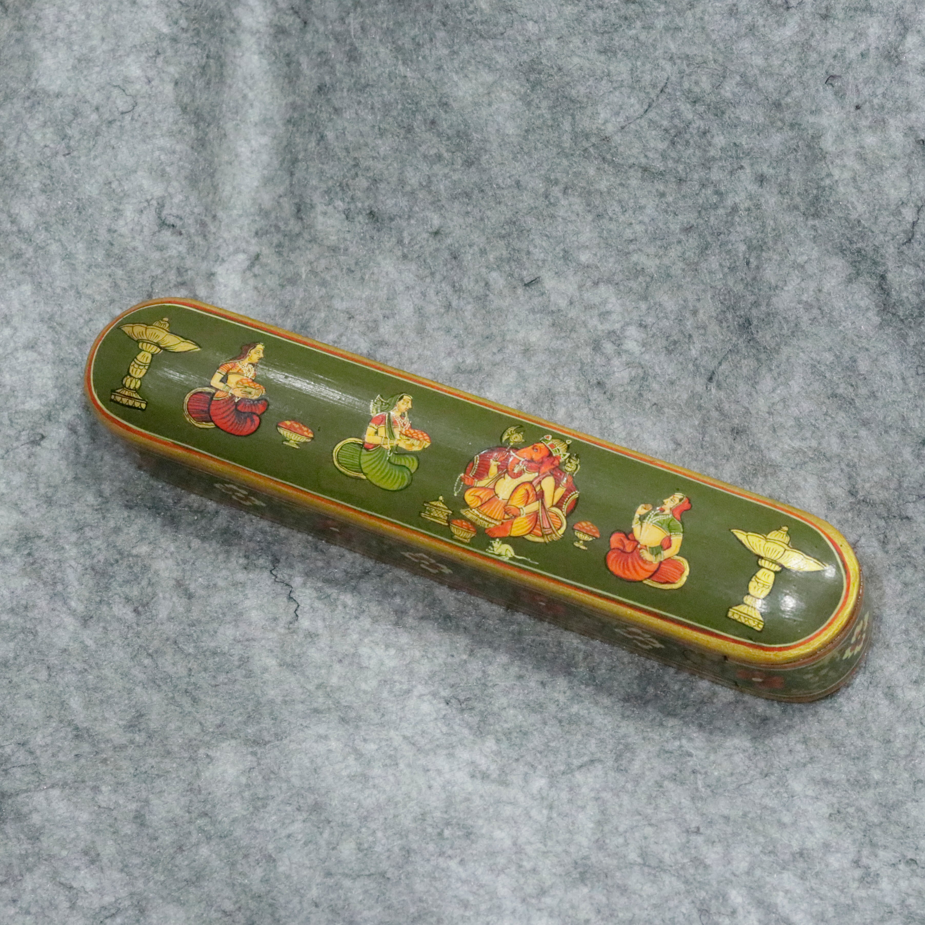 Artisan-Crafted Pen & Pencil Box: Traditional Indian Hand-Painted Elegance Wooden Box