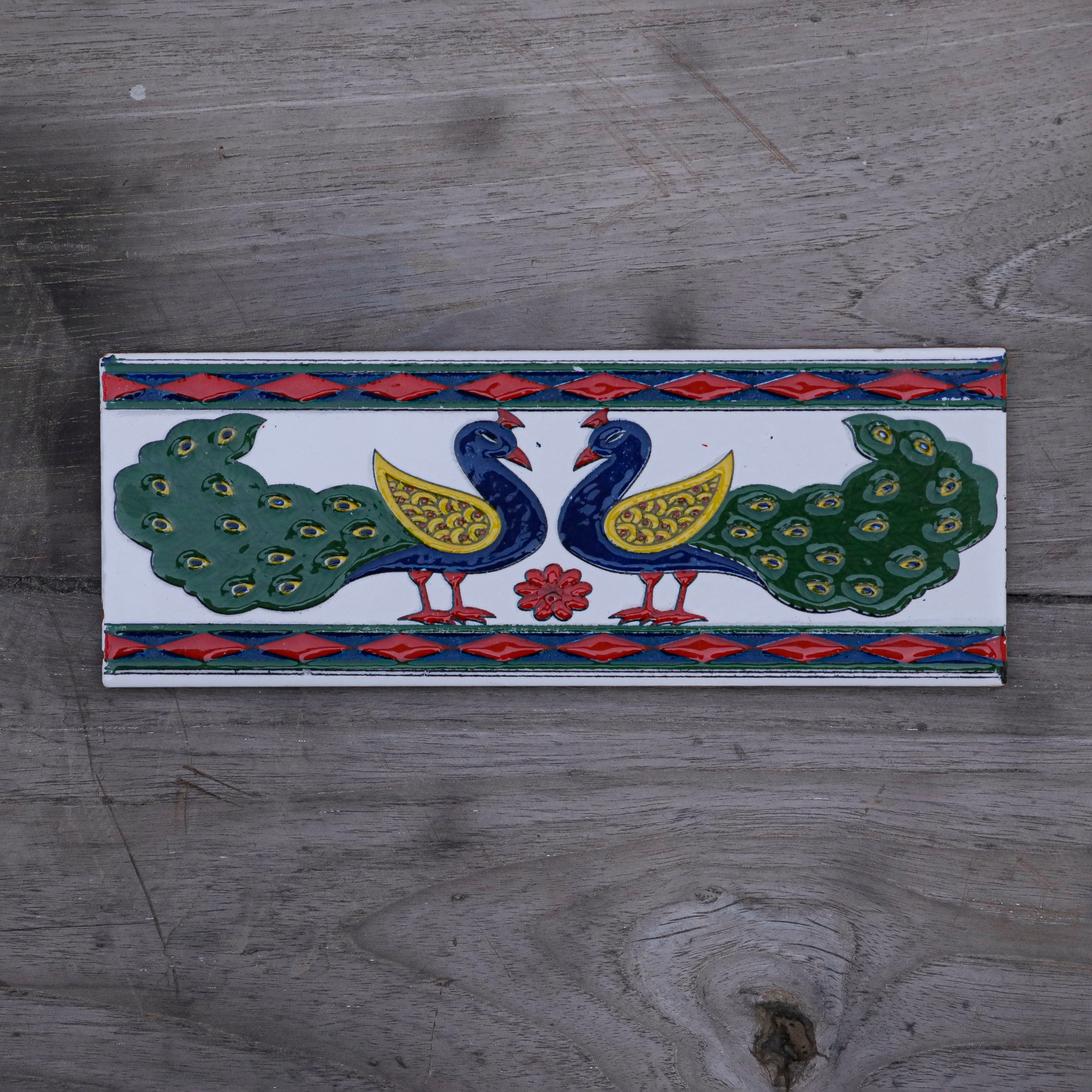 Premium strip border Rajasthani culture peacock ceramic tile Ceramic Tile