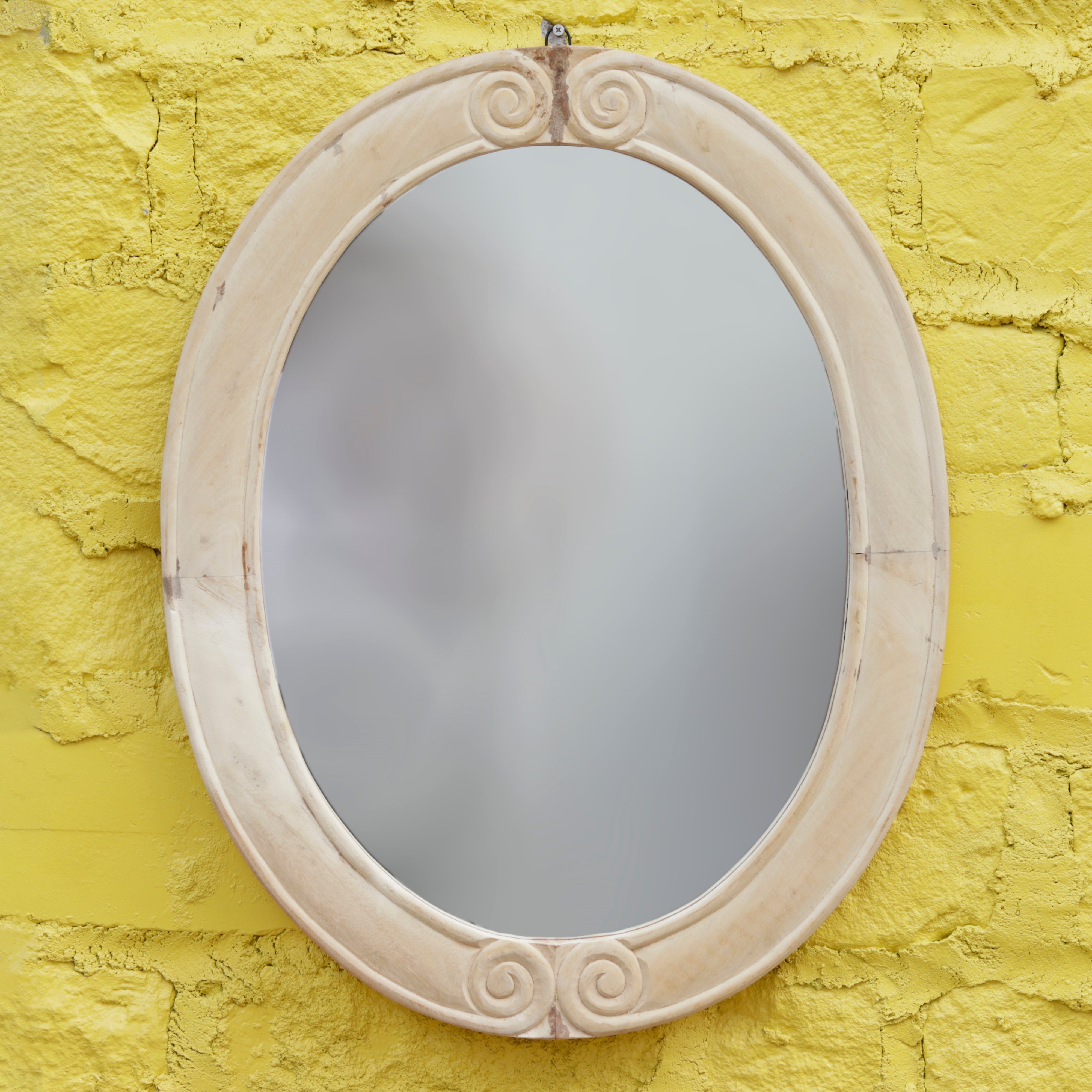 Classic Simple Oven Shaped Wooden Handmade Wall Mirror Mirror