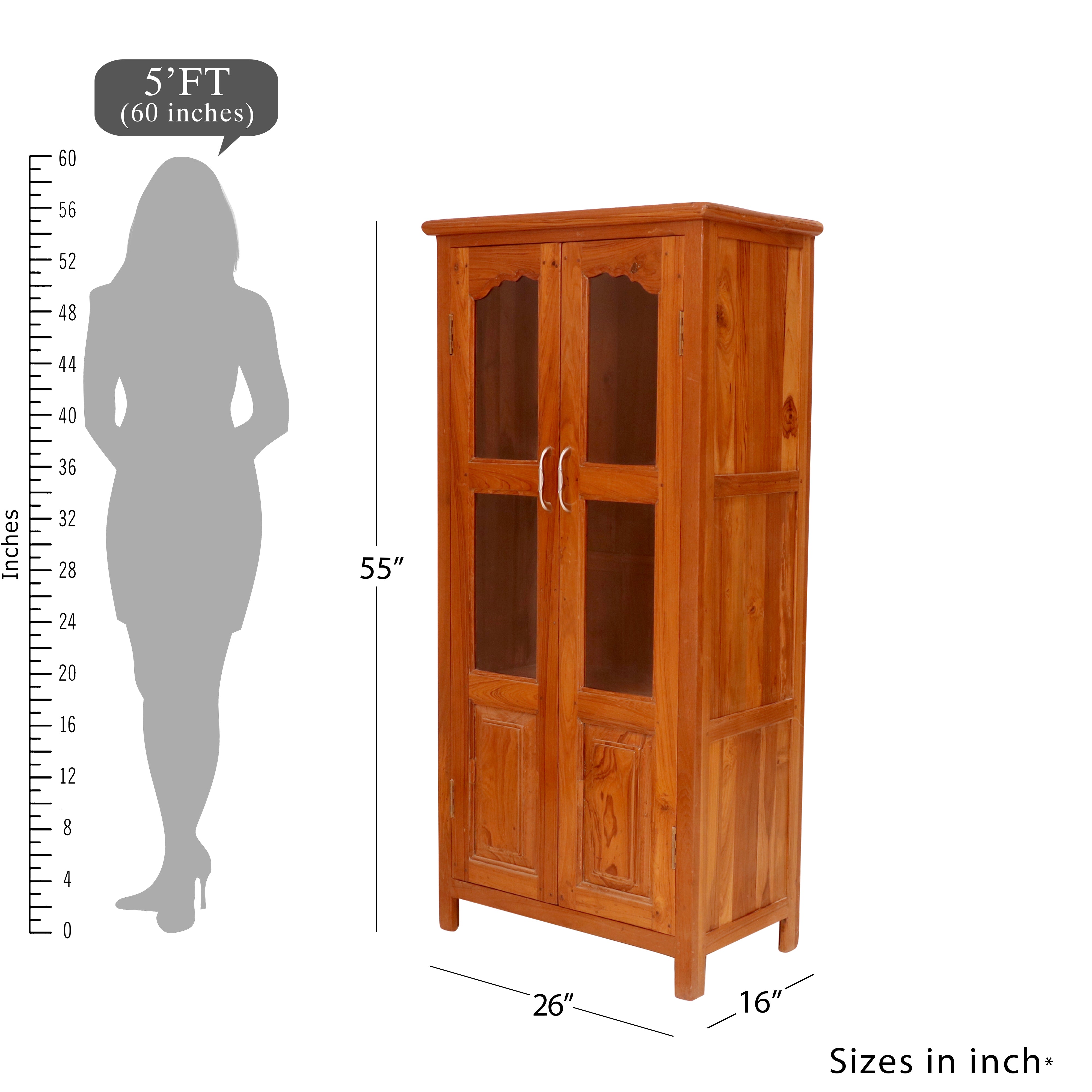 2-Door Slim Display Cabinet Wardrobe