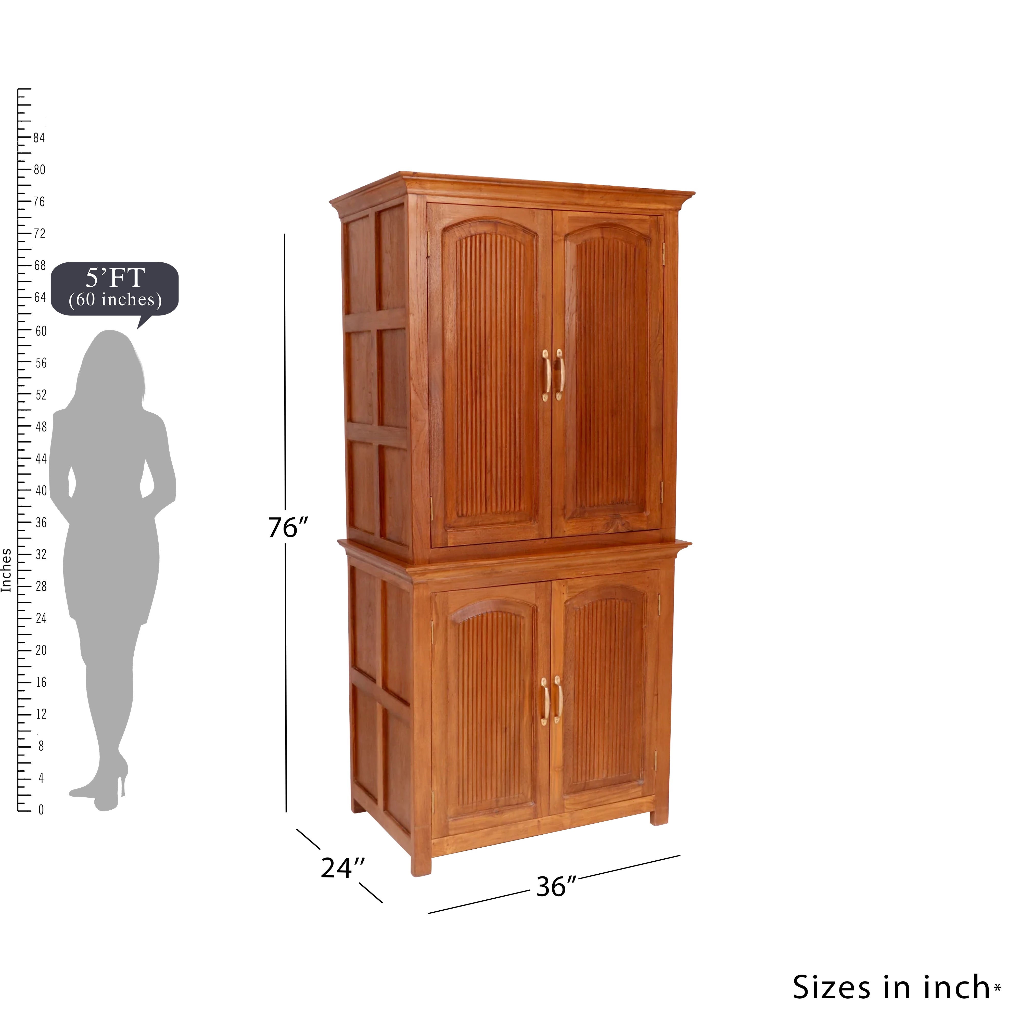 Classic 2-Part Wooden Wardrobe Wardrobe