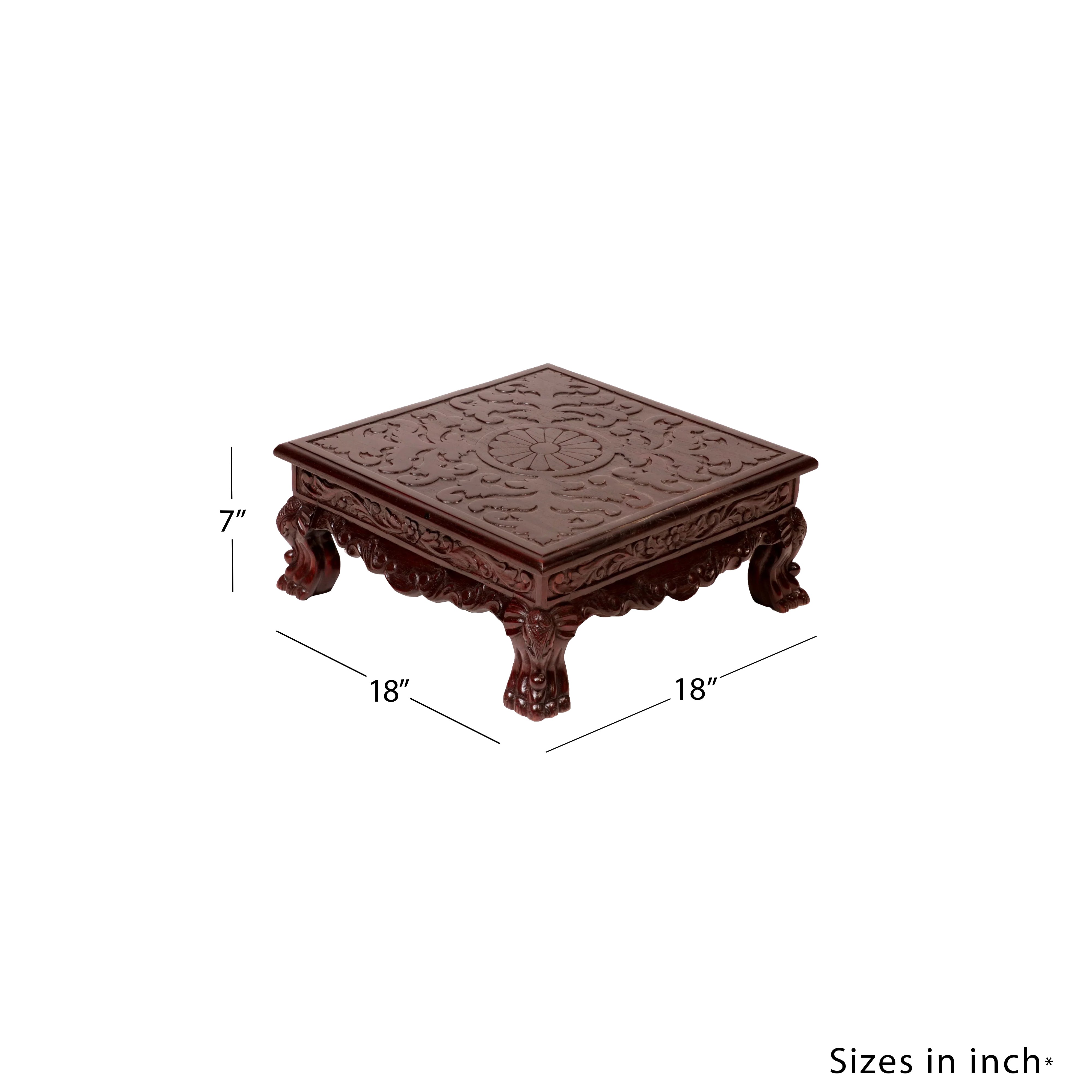 Dark Hued Teak Wood Top Carved Bajot/Choki Bajot