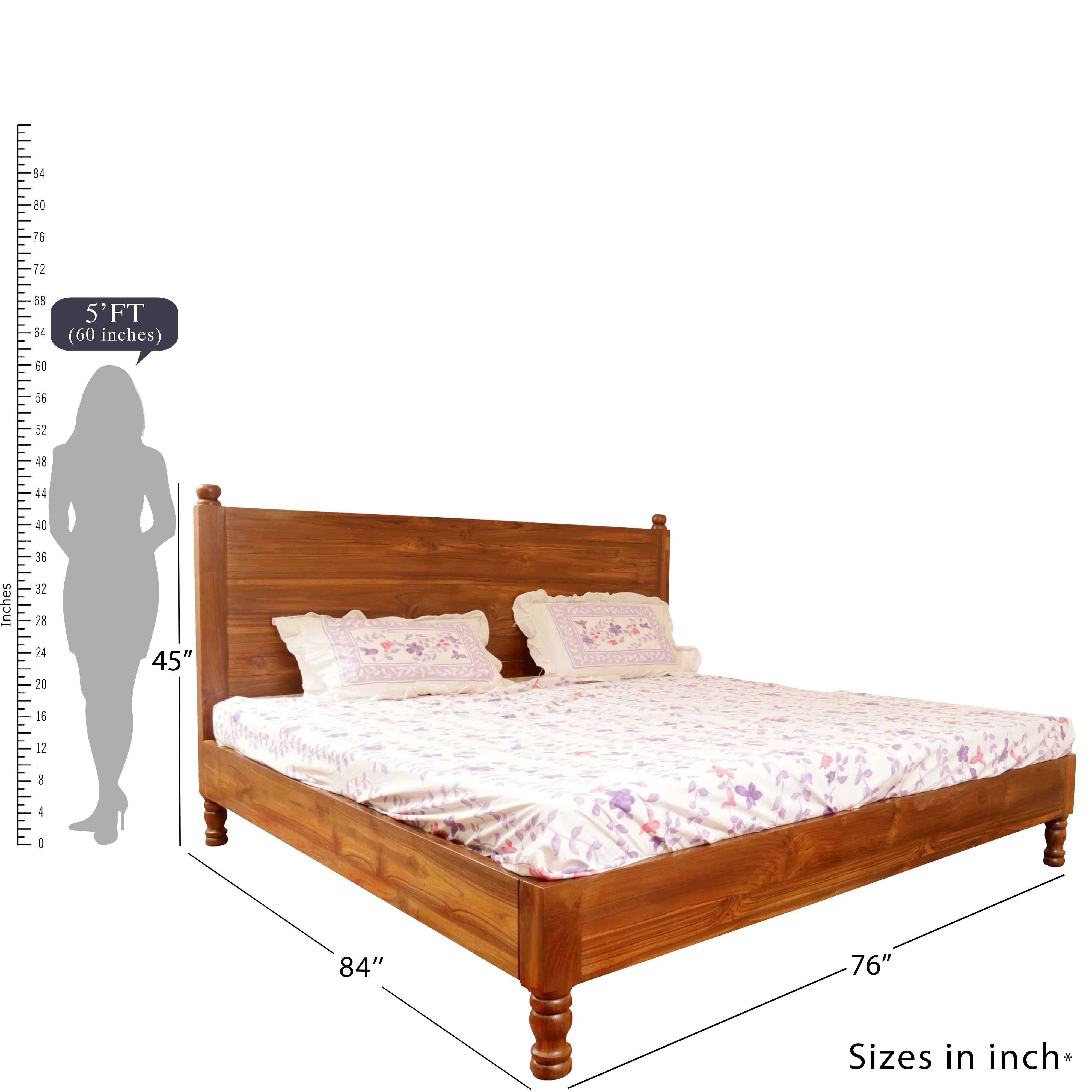 Wooden Natural Tone Classical Bed Bed