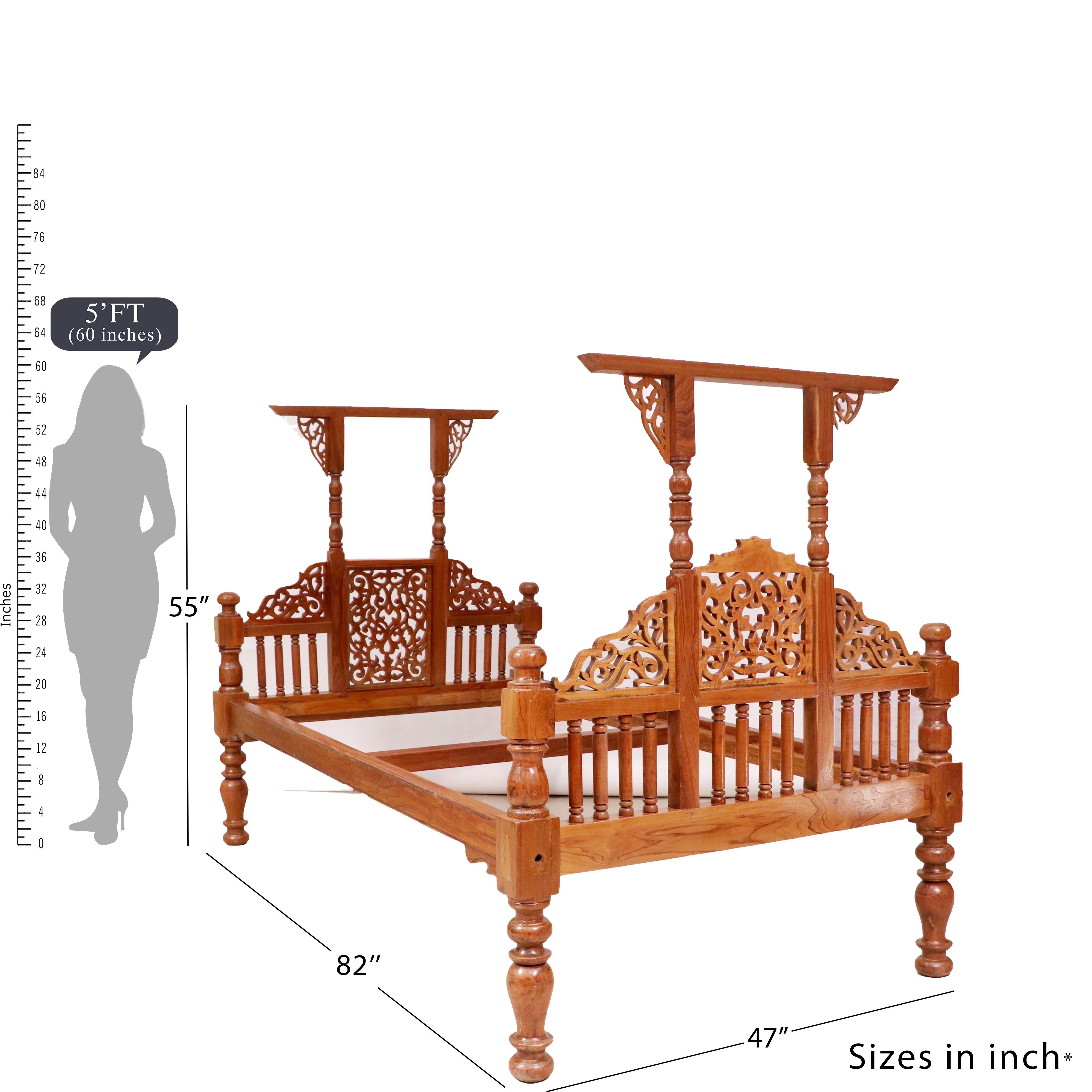 Traditional honey teak Southern Bed Bed