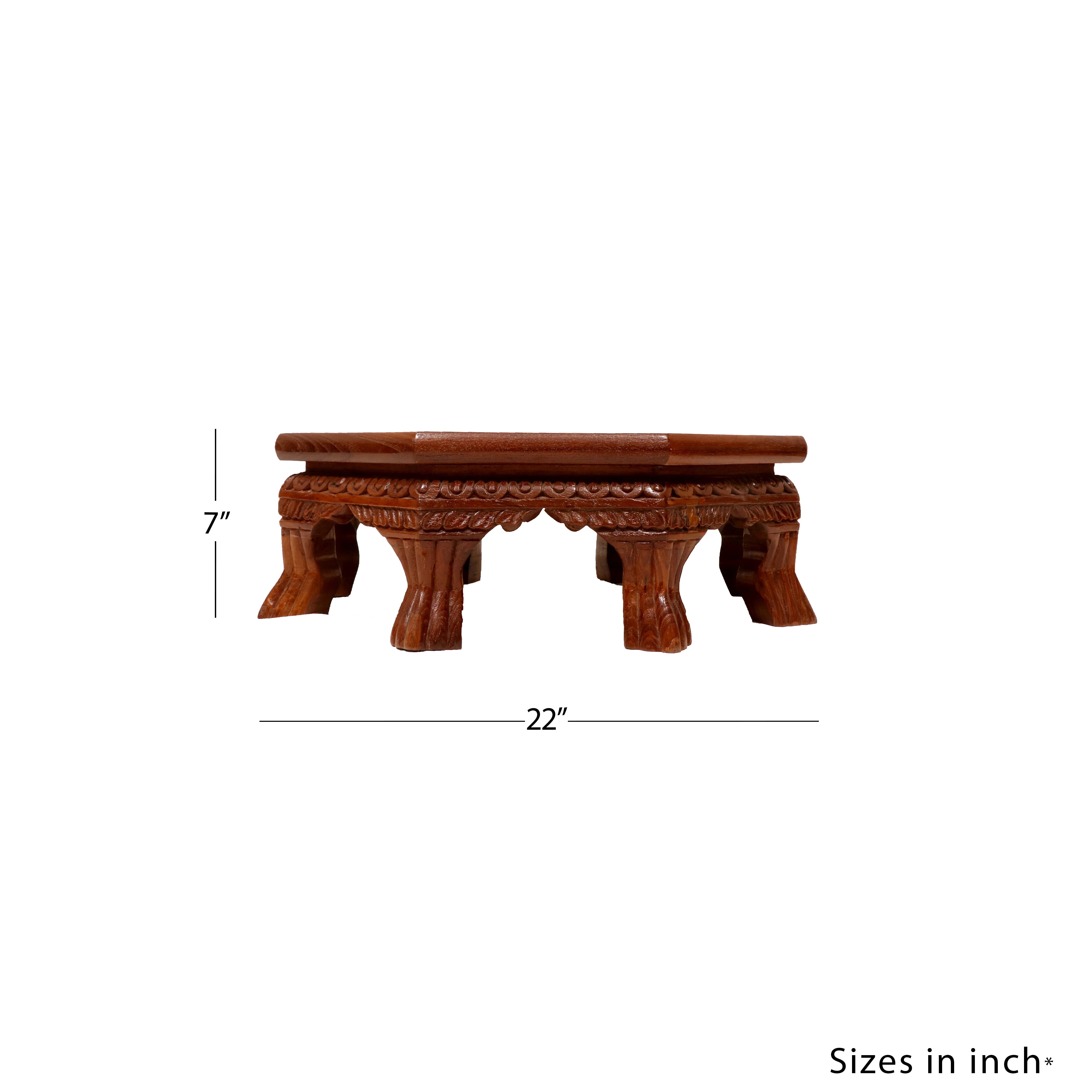 Asth Traditional Teak Wood Octagonal Bajot /Choki Sitting Dinning Bajot