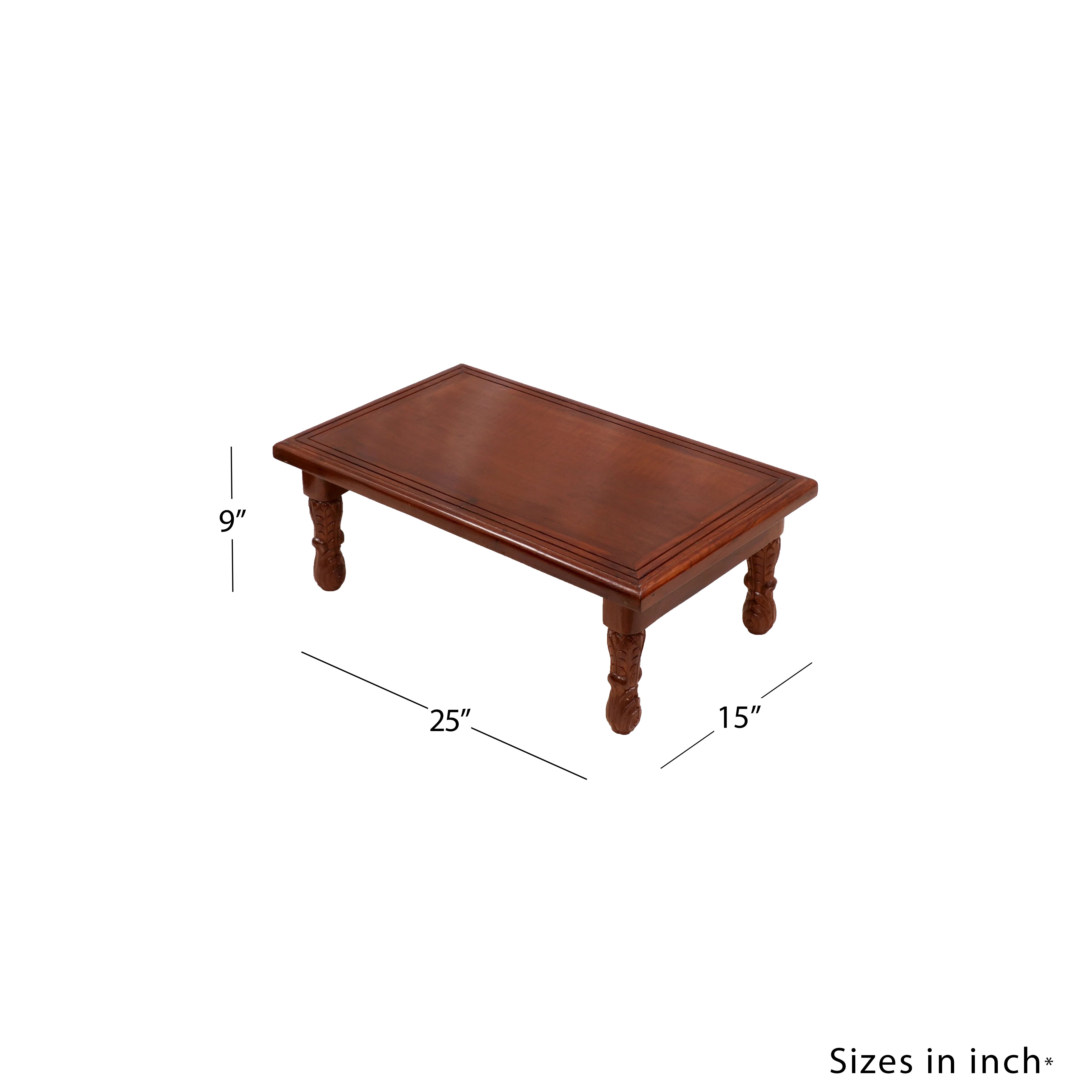 Brown Tone Carved Legs Wooden Folding Table Bajot