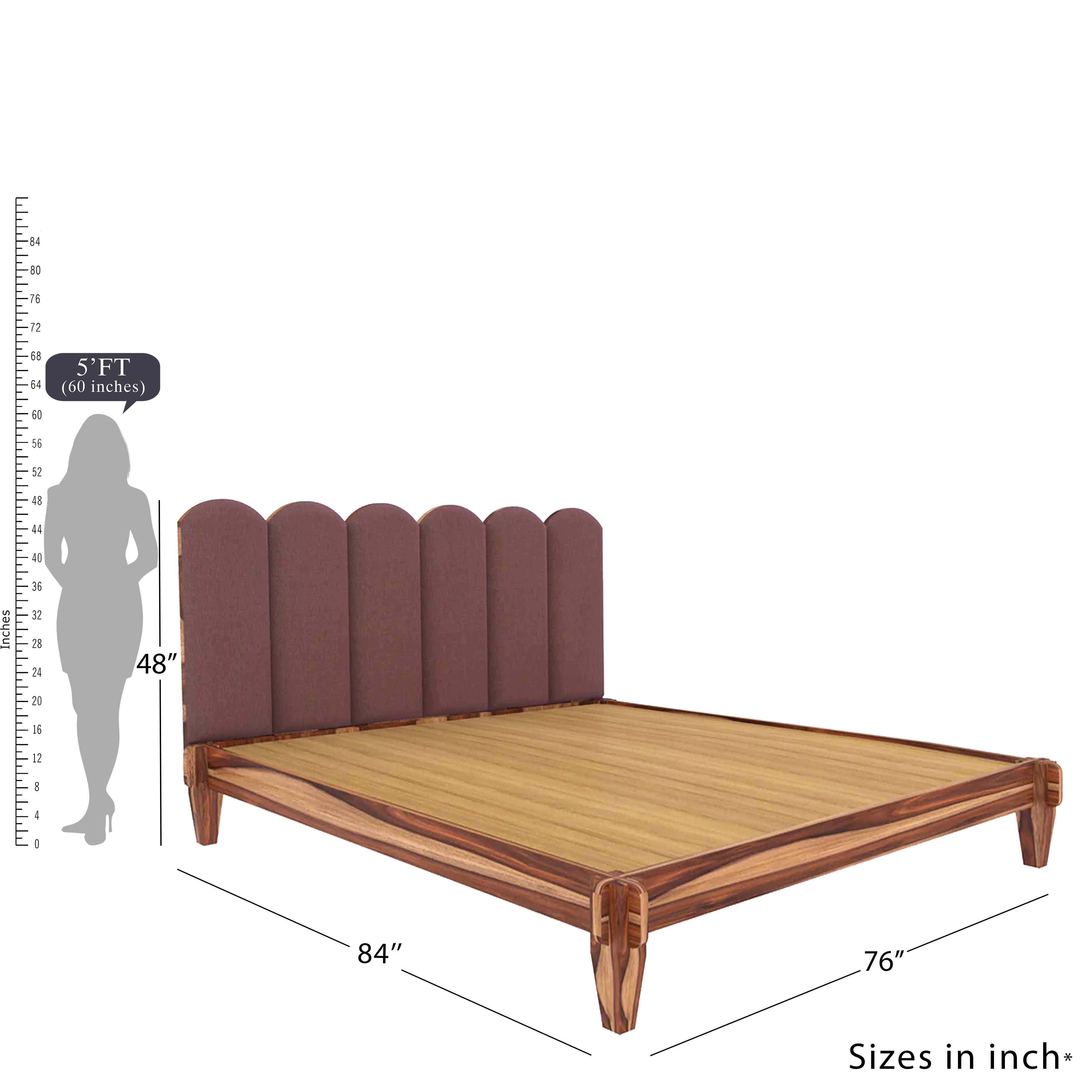 Solid Teak upholstered Headboard Classic Design Bed (Teak wood ) Bed