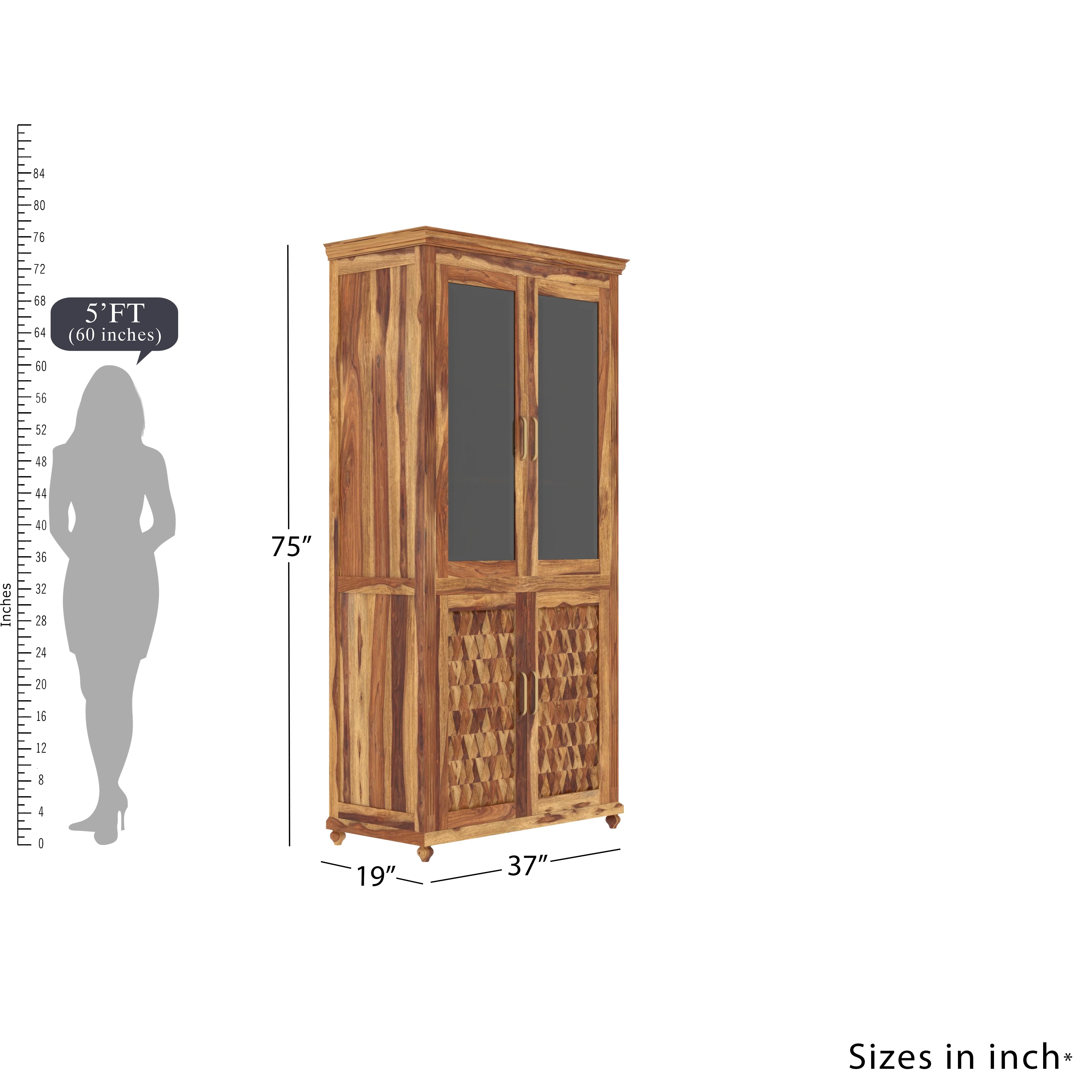 Southern Sheesham Finished Multi-Storage Wooden Handmade Wardrobe Wardrobe