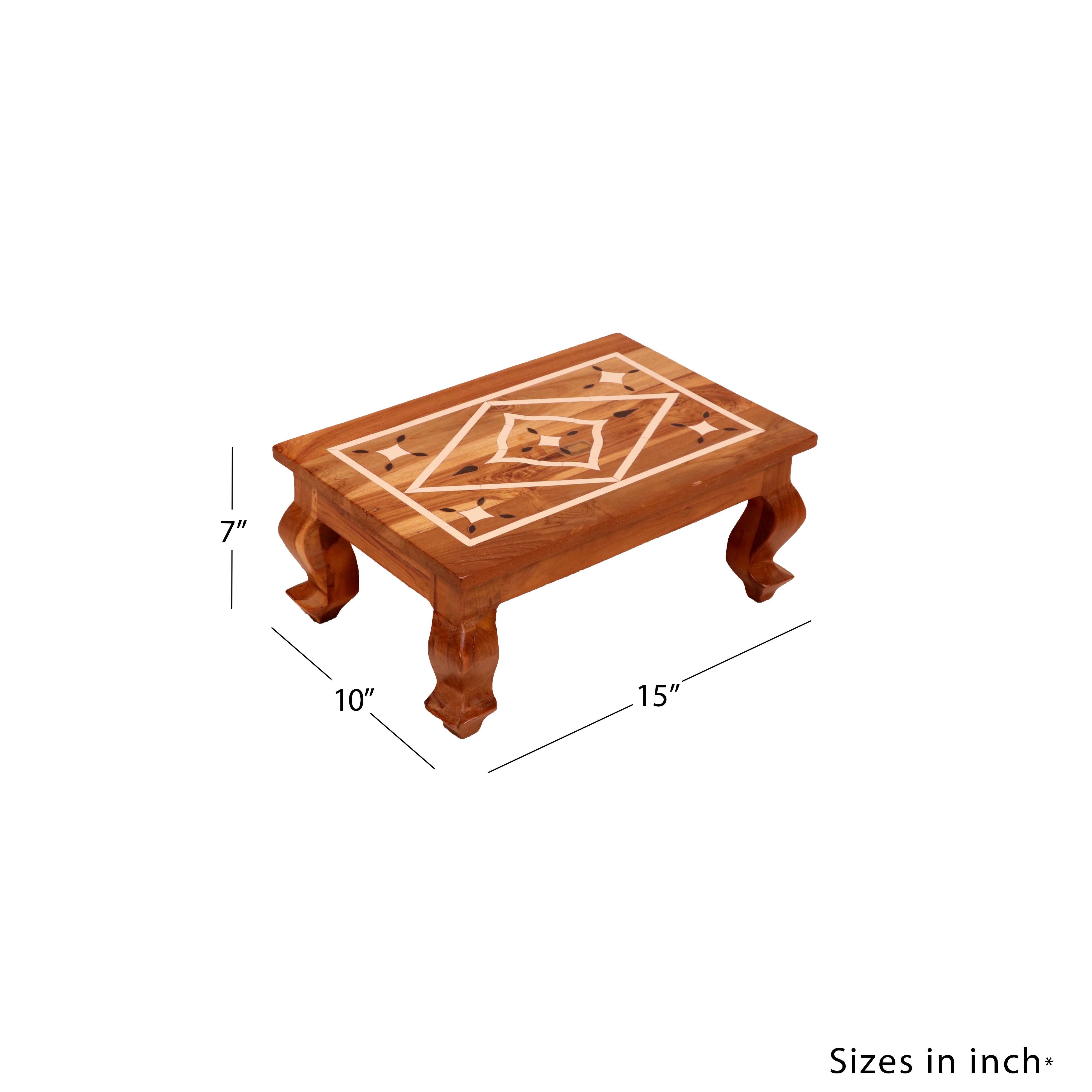 Ethnic Cross Rustic Inlay Wooden Handmade Bajot for Home Bajot