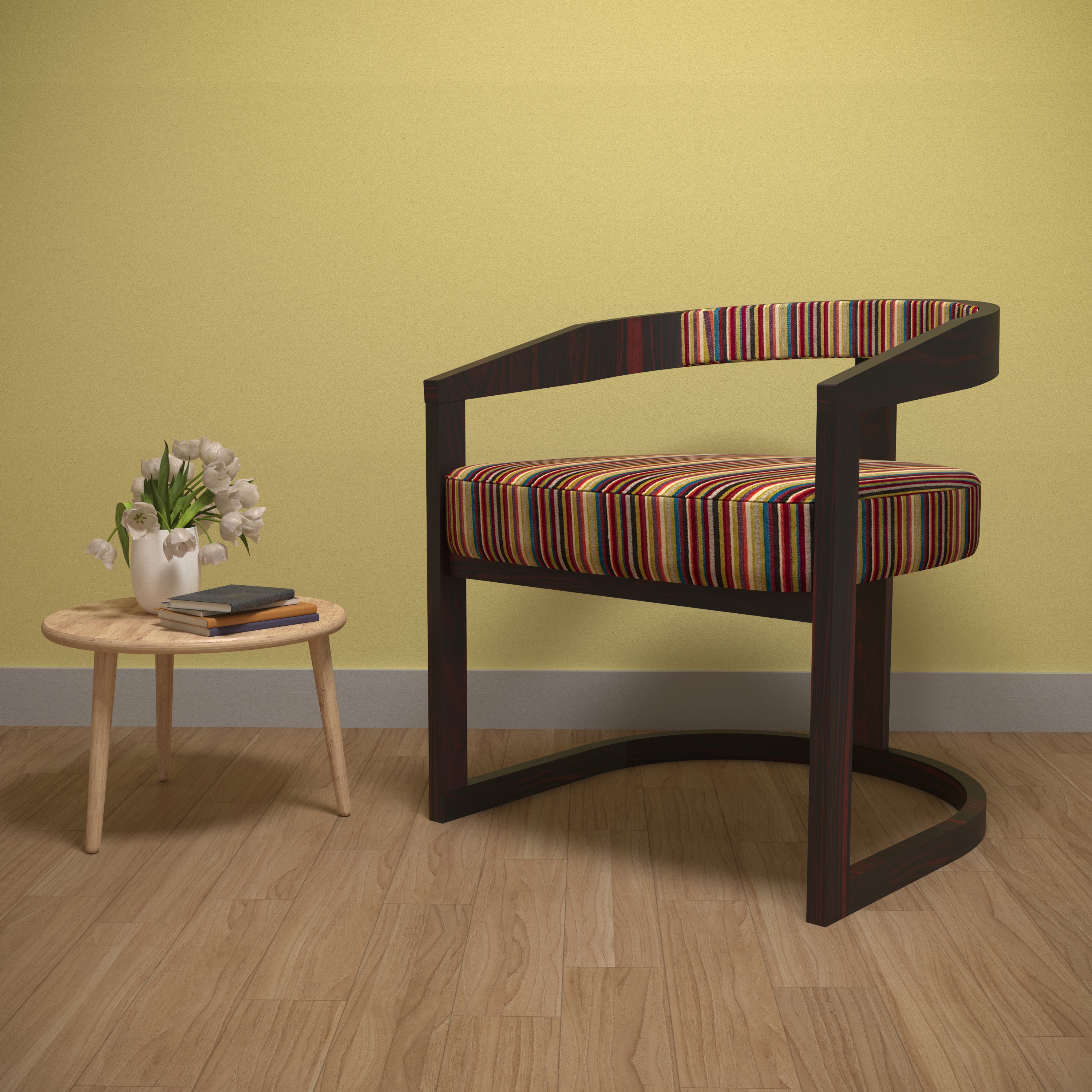 Round Curved Arm Wood Chair Arm Chair