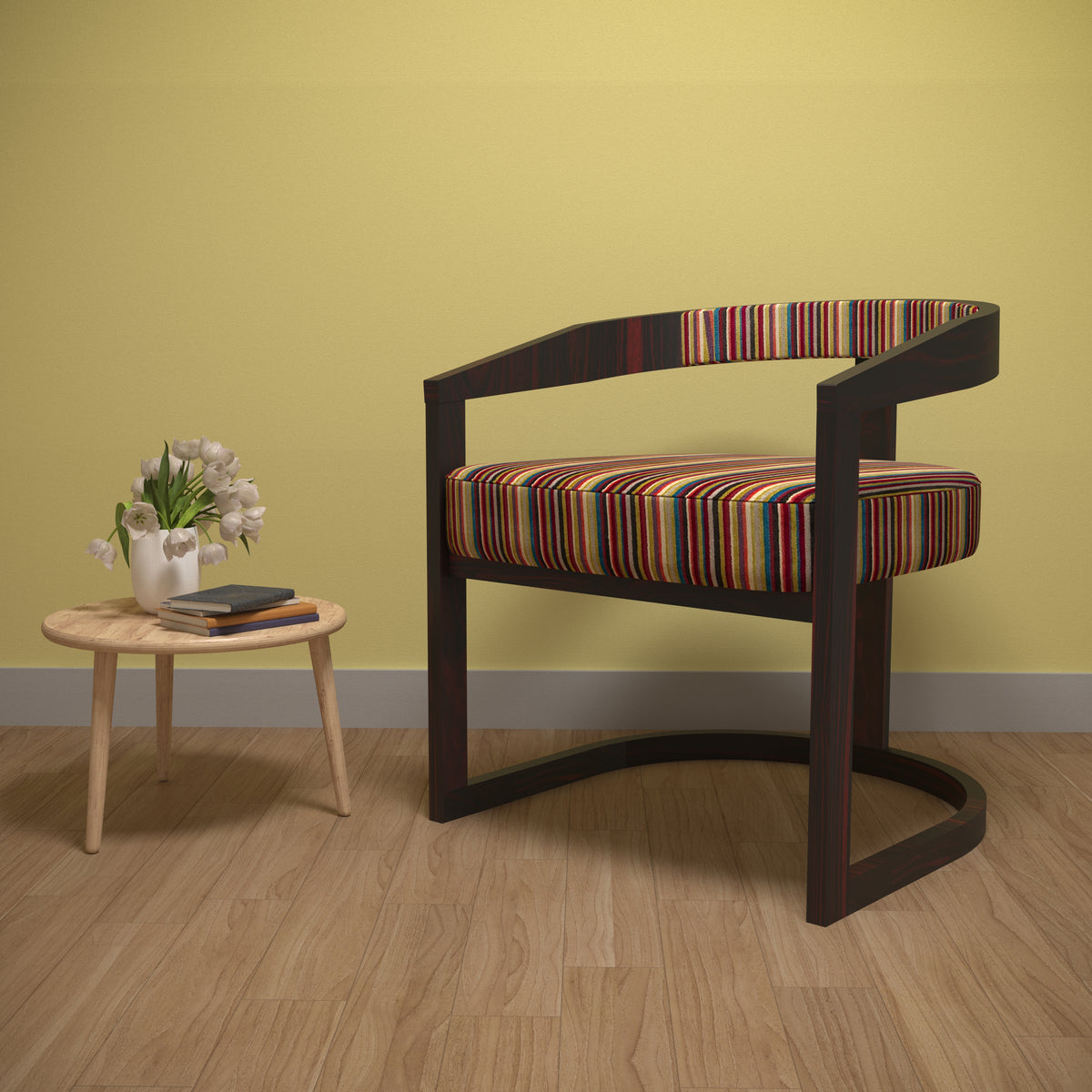 Modern Montage Round Curved Arm Wood Chair