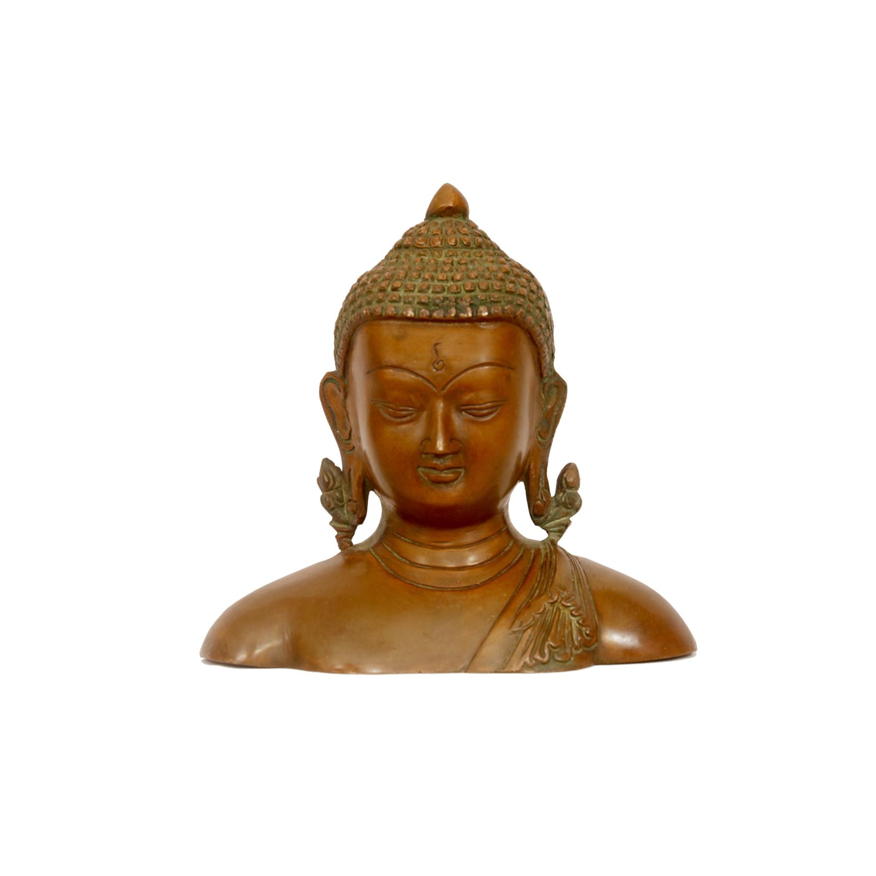 Antique Solid Metal Buddha Bust/Head Statue Traditional Décor