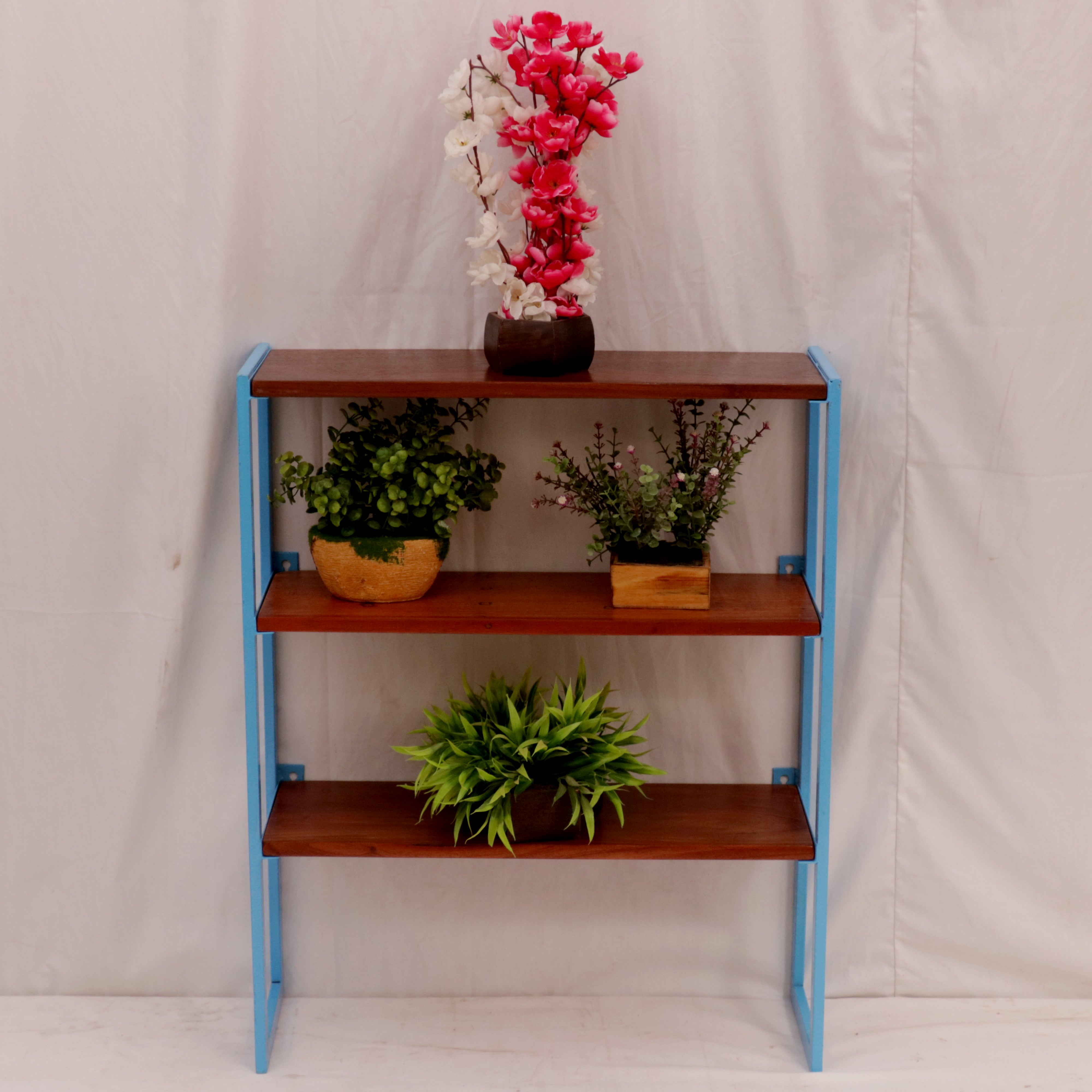 Quirky Blue and Wooden Shelving Unit Rack