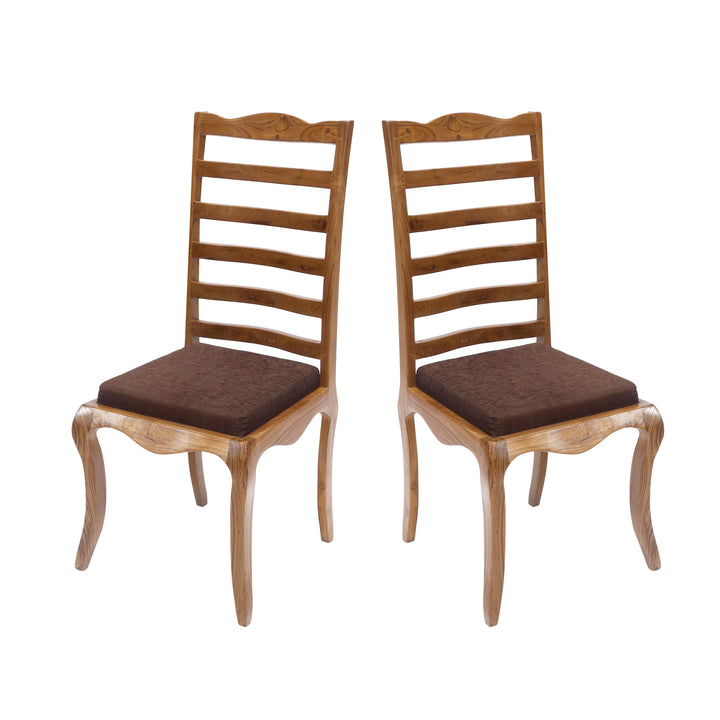 (Set of 2) Teak Wood Long Back Dinning Chair Dining Chair