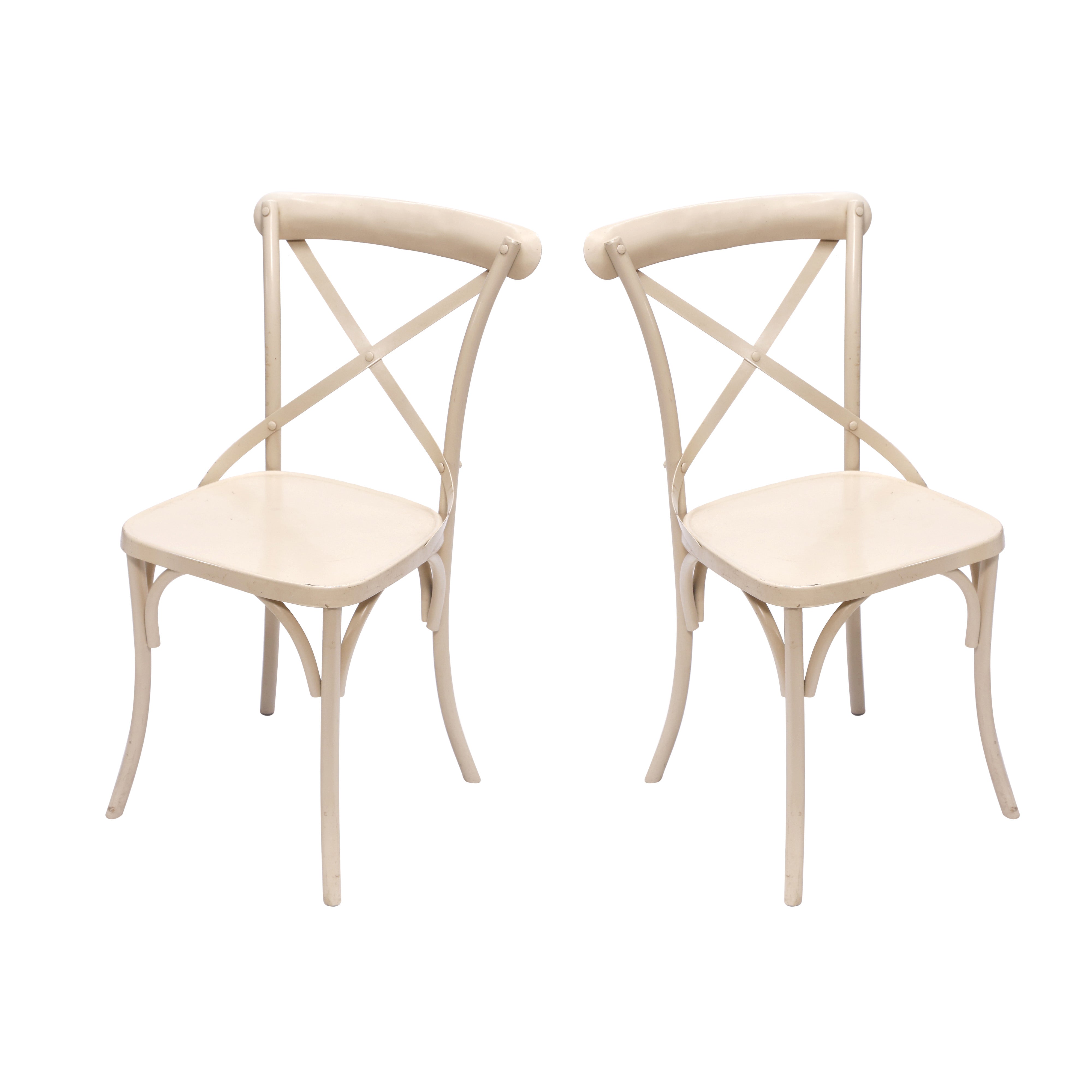 (Set of 2) White Metal Exotic Hue Chair Dining Chair