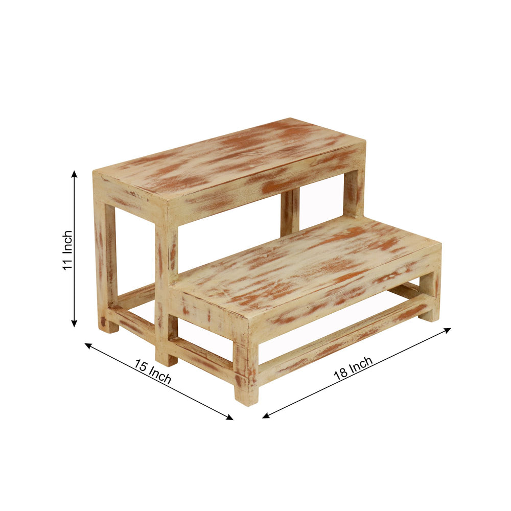 Distressed White Step Stool