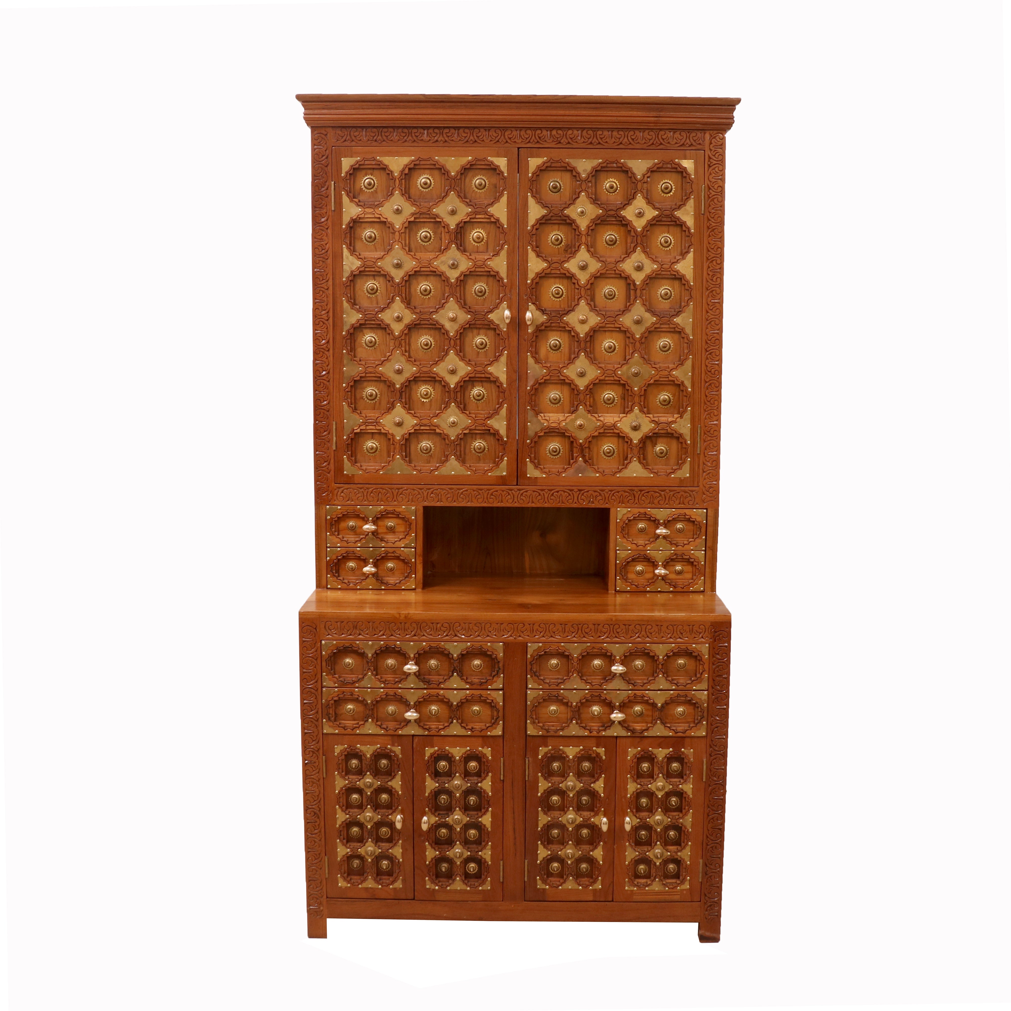 Intricate Brass Detailed Cabinet Dressing Table