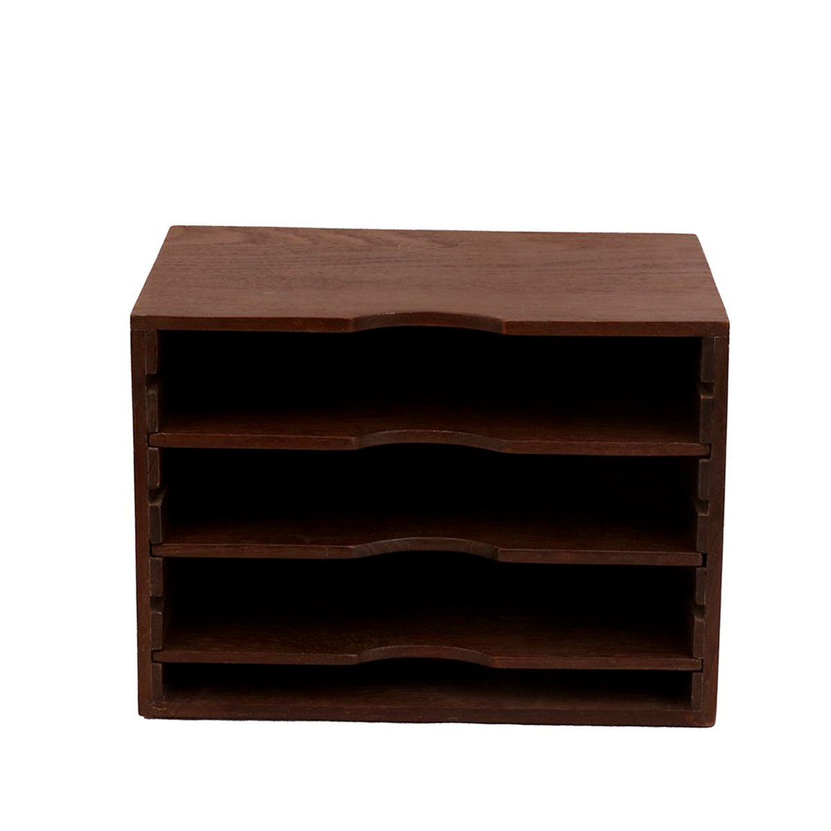 Horizontal Wooden Paper Rack (Dark Tone) Desk Organizer