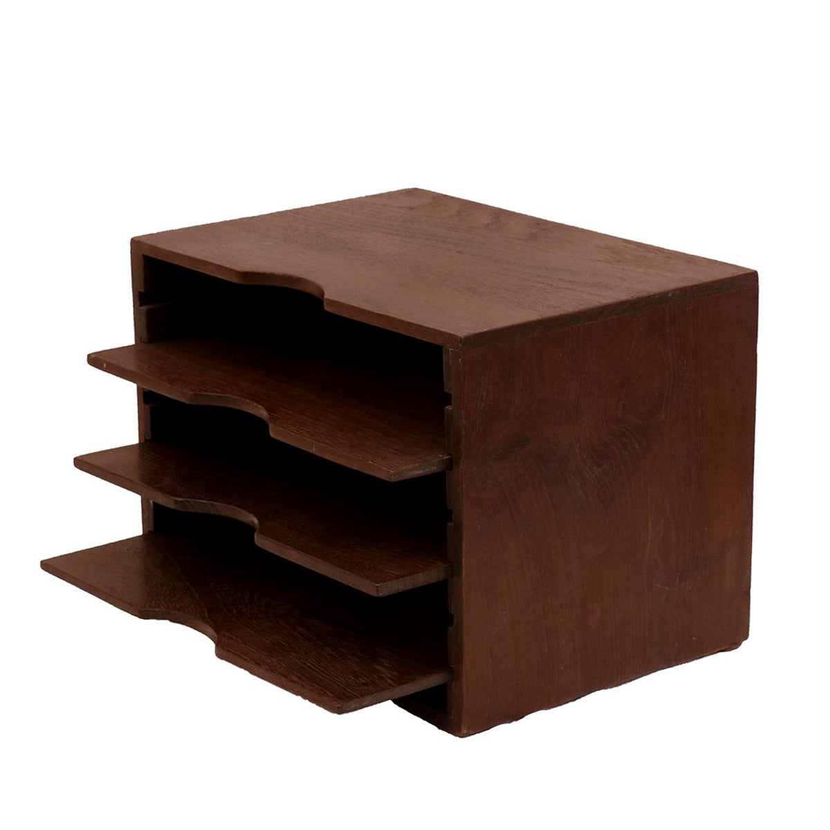 Horizontal Wooden Paper Rack (Dark Tone) Desk Organizer