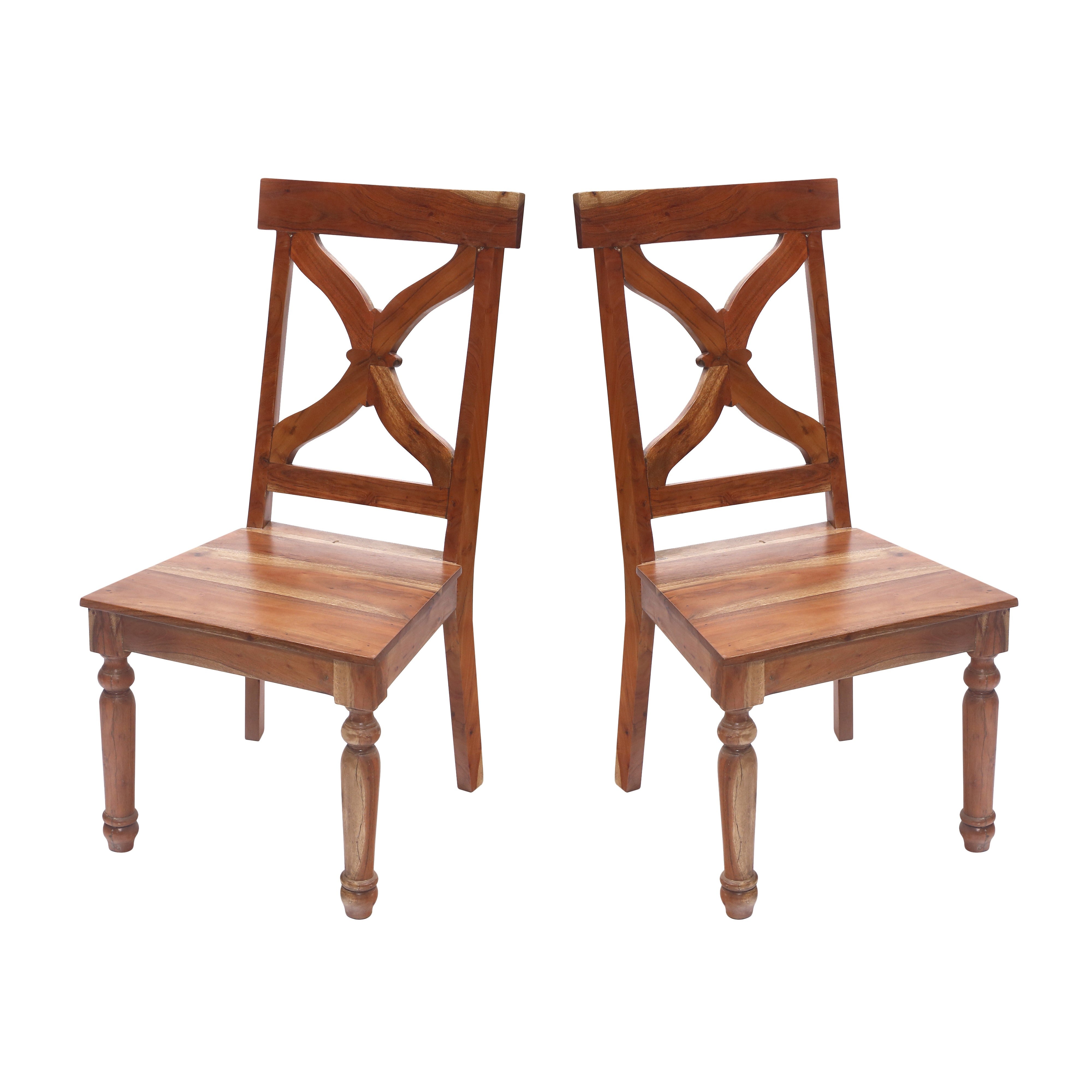 (Set of 2) Cross Backed Solid Wood Dinning Chair Dining Chair