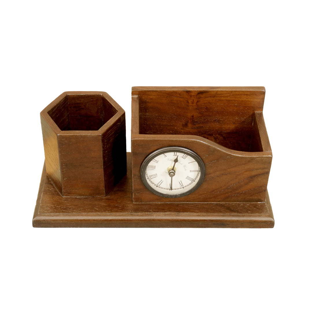 Wooden Desk Organizer with 2 Slots (Dark Tone) Desk Organizer