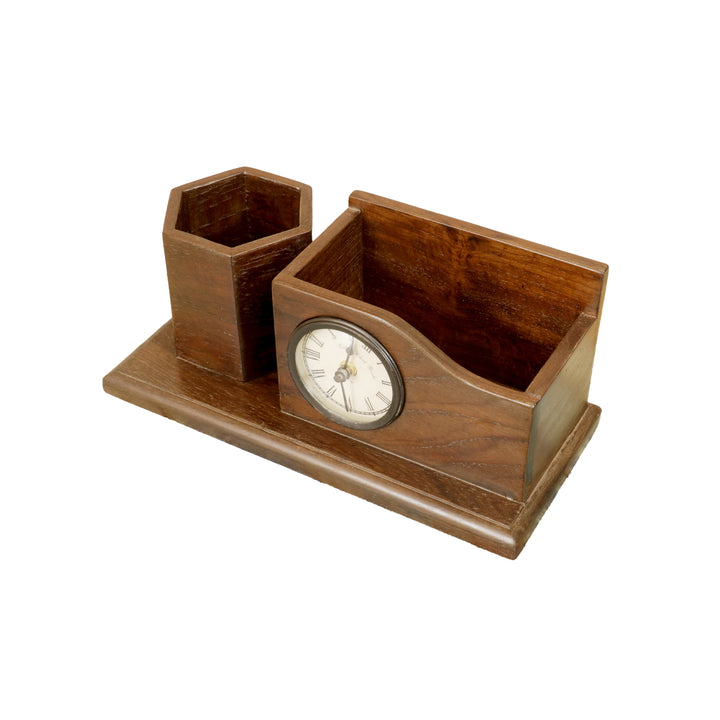 Wooden Desk Organizer with 2 Slots (Dark Tone) Desk Organizer