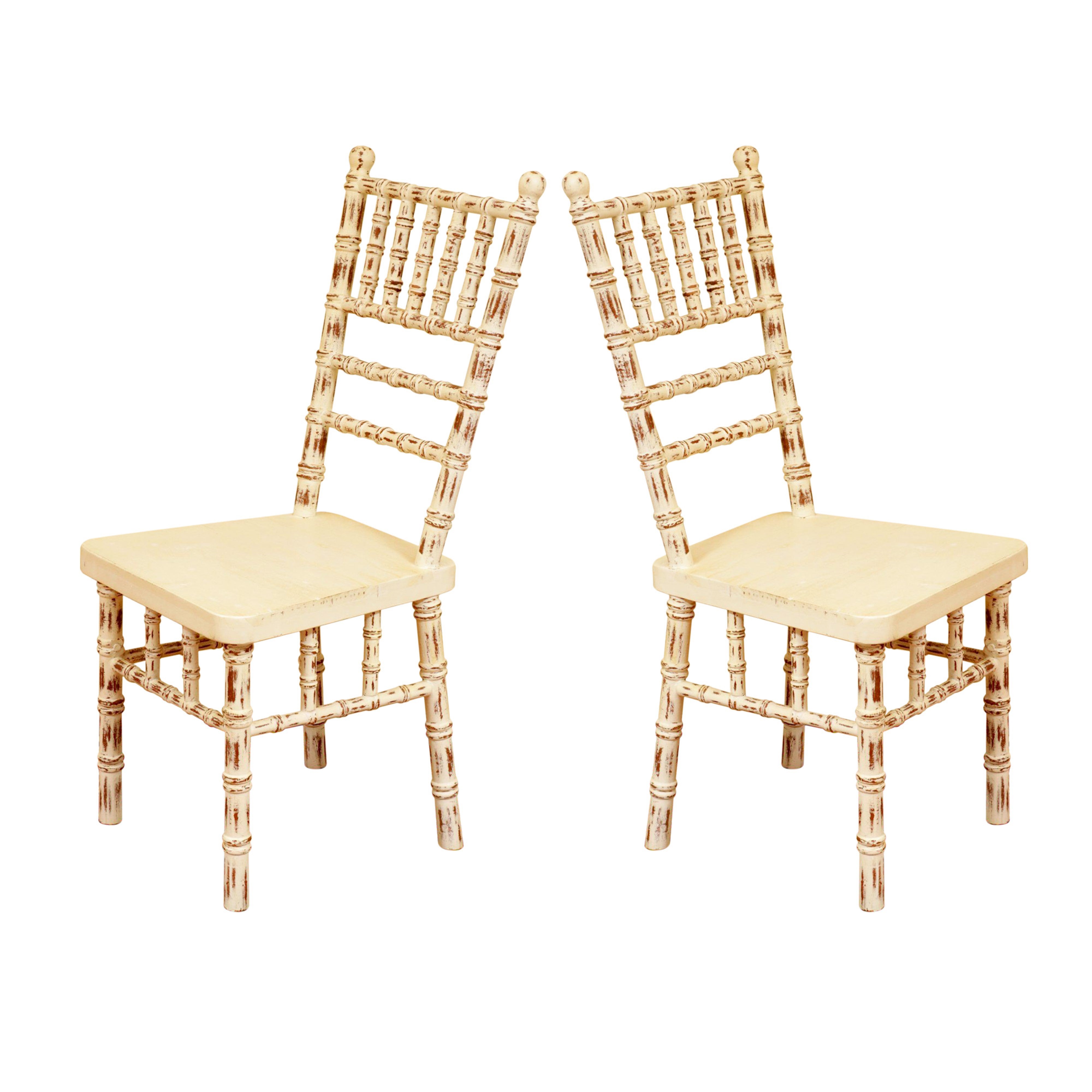 (Set of 2) Off White Distress Finished Chair Dining Chair