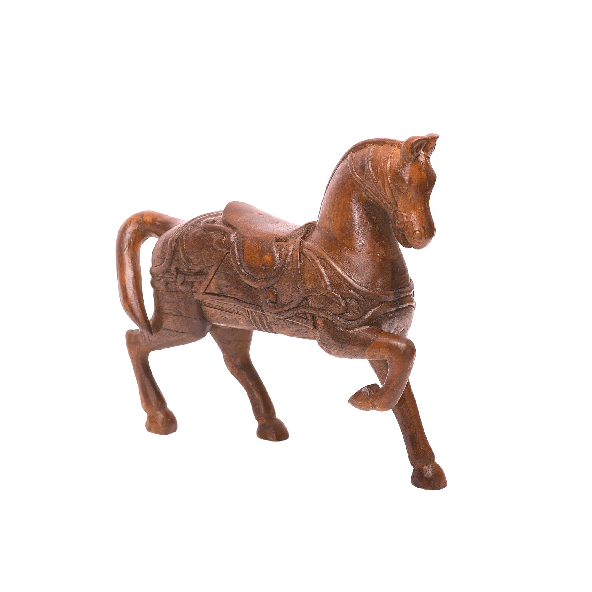 Trotting Wooden Horse Animal Figurine