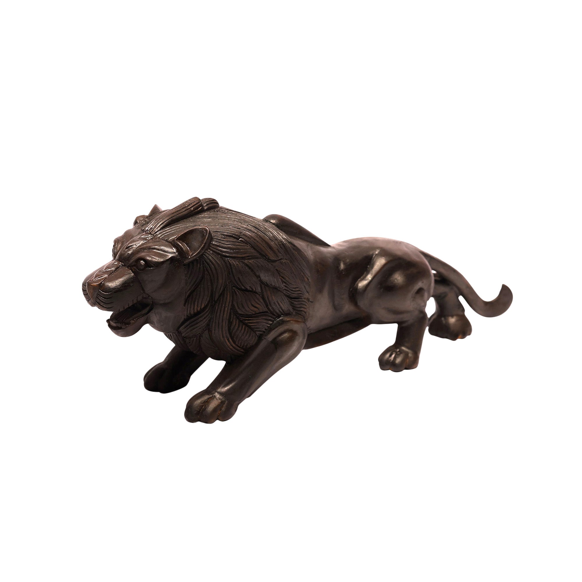 Hand Crafted Wooden Lion Animal Figurine