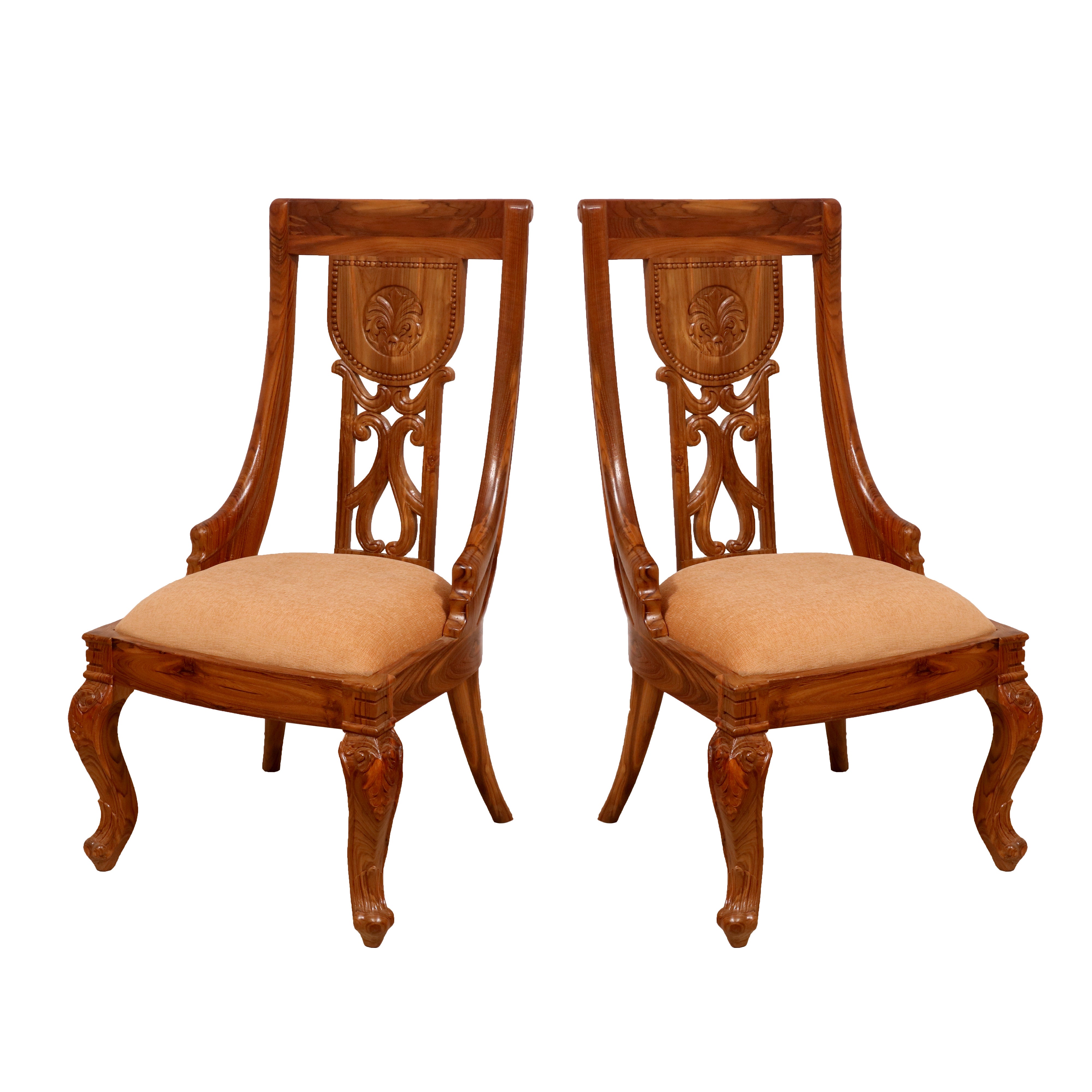 (Set of 2) Regal Carved Wooden Chair Dining Chair