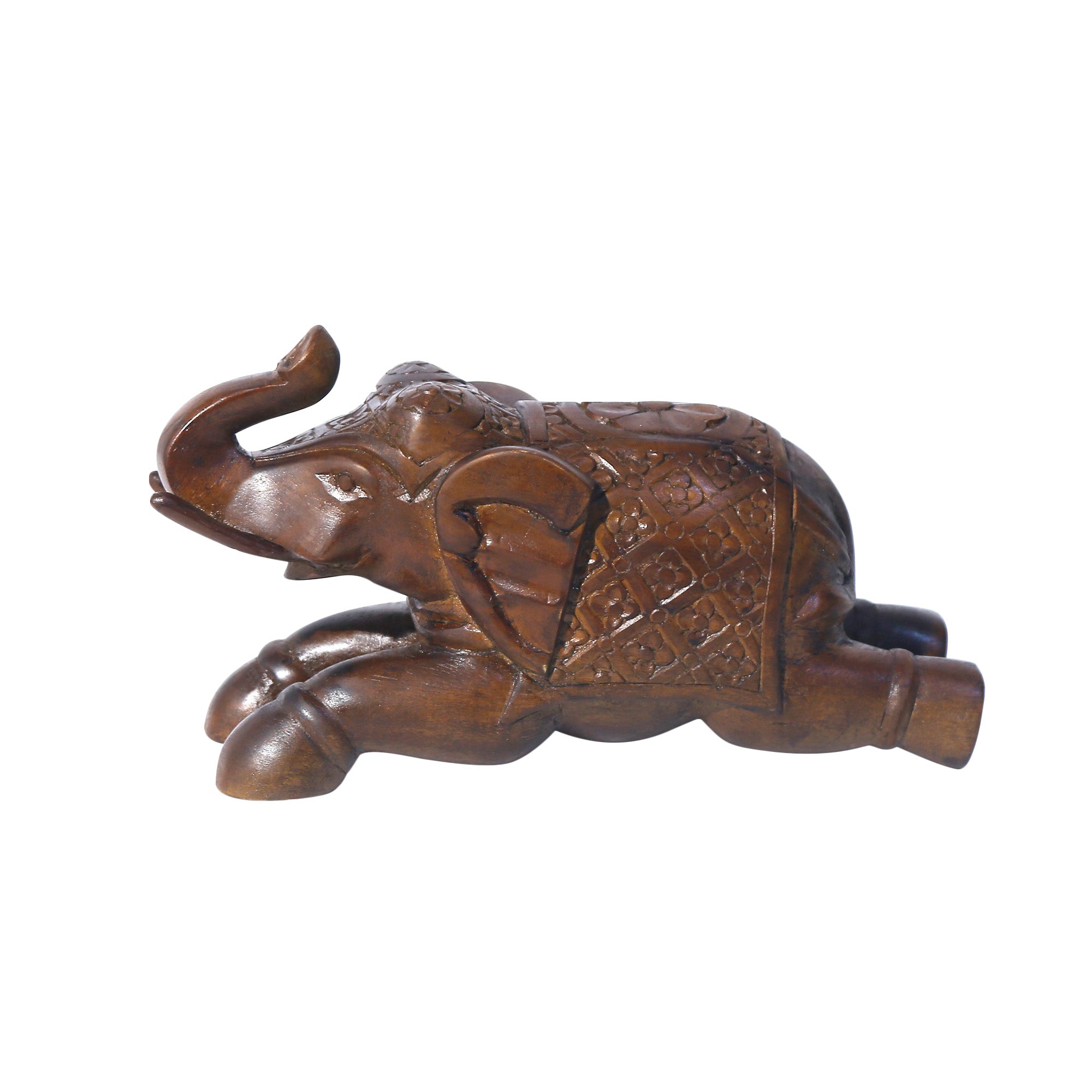 Indian Royal Wooden Elephant Showpiece Animal Figurine