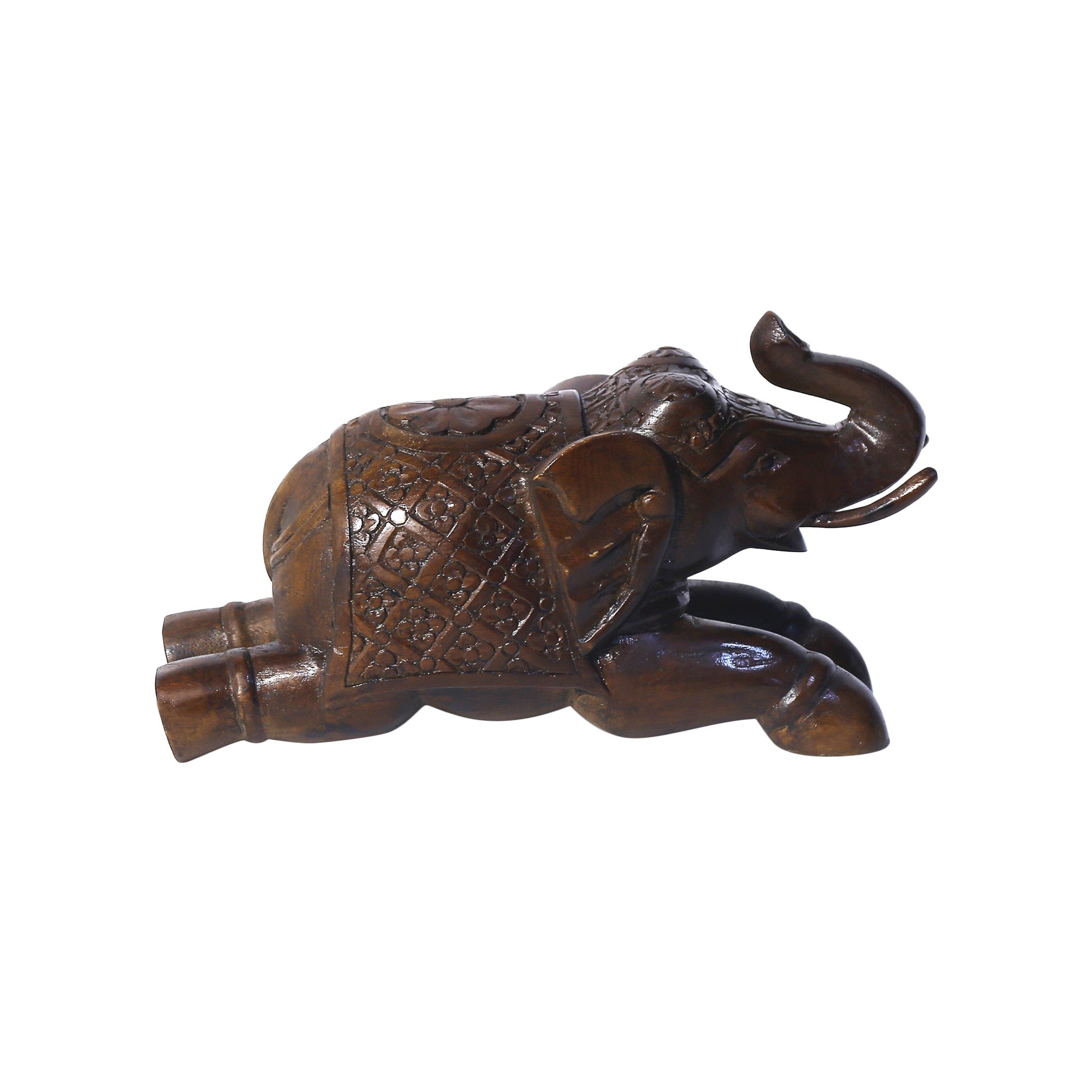 Indian Royal Wooden Elephant Showpiece Animal Figurine